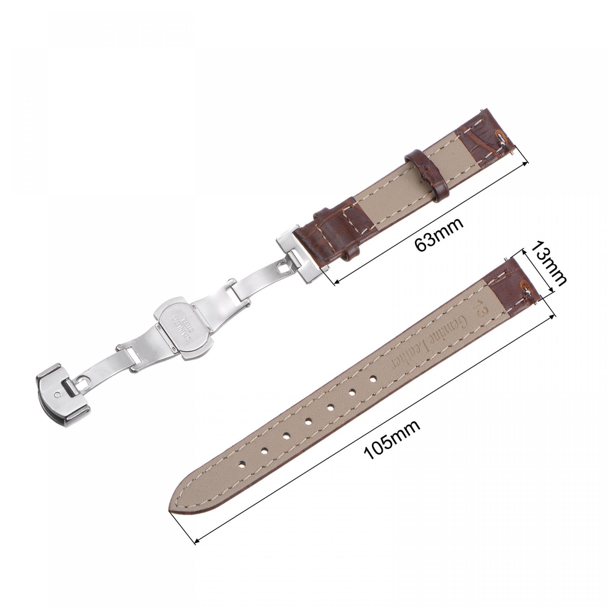 Premium Leather Watch Band with Quick Release Deployment Buckle - Multiple Sizes Cowhide Watch Strap for Men & Women - Perfect for Dress, Casual & Business Wear