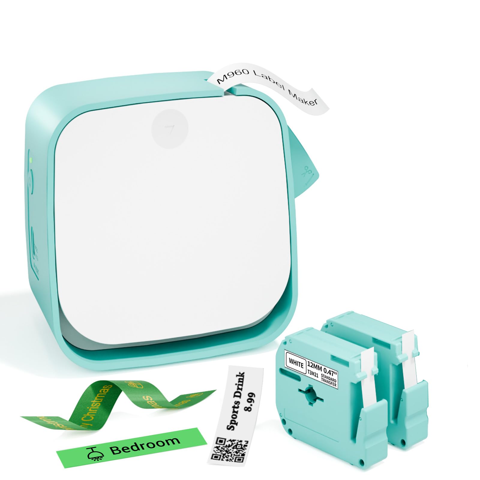 Bluetooth Label Maker Machine with 2PK Tapes - M960 Mini Portable Label Printer, Rechargeable Handheld Labeler with Multiple Templates, Icons & Fonts for Office, Home Organization (0.47inch) - Perfect for Pantry, Closet, School & Warehouse Labeling
