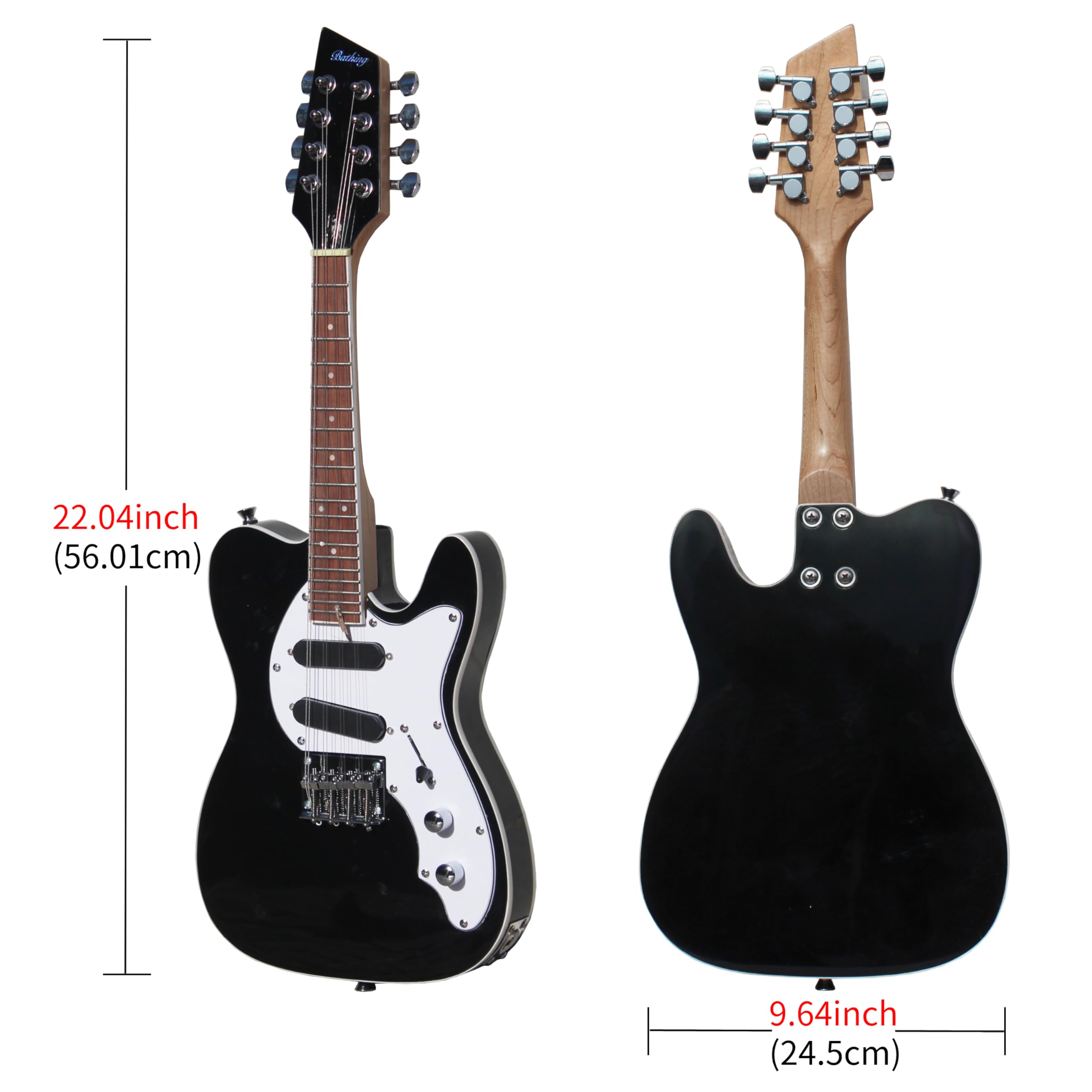 8-String Acoustic Electric Mandocaster Mandolin for Beginner Adults - Black | Perfect for Folk, Bluegrass & Live Performances
