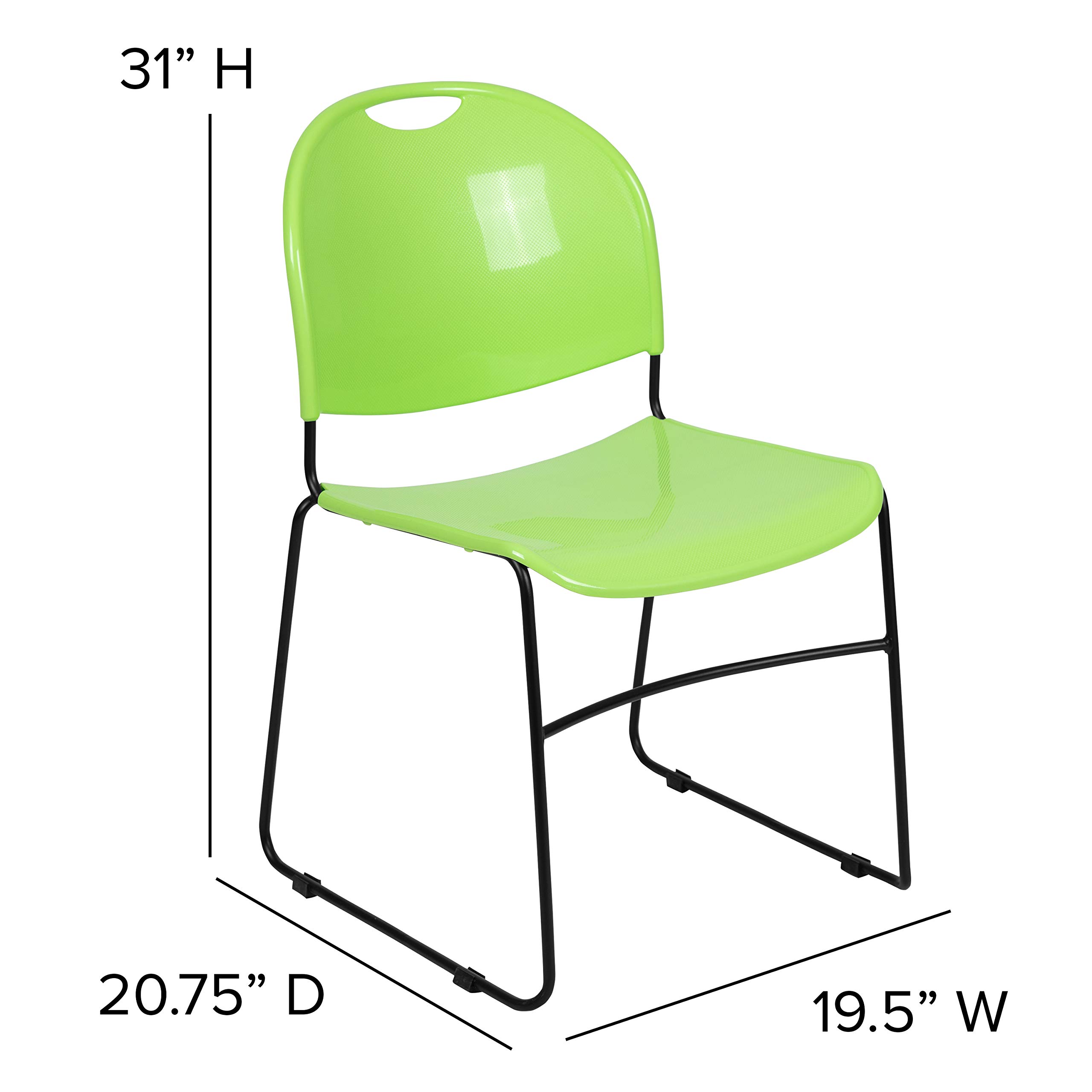 Emma & Oliver Green Ultra-Compact Stackable School Chair - Ergonomic Office Guest & Student Chair for Classrooms, Study Rooms & Small Spaces