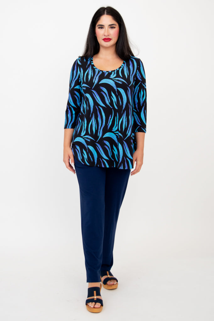 Jazz 3/4 Sleeve Top - Stylish Cuban Print Bamboo Blouse for Women | Perfect for Summer Outfits, Beach Vacations & Casual Wear