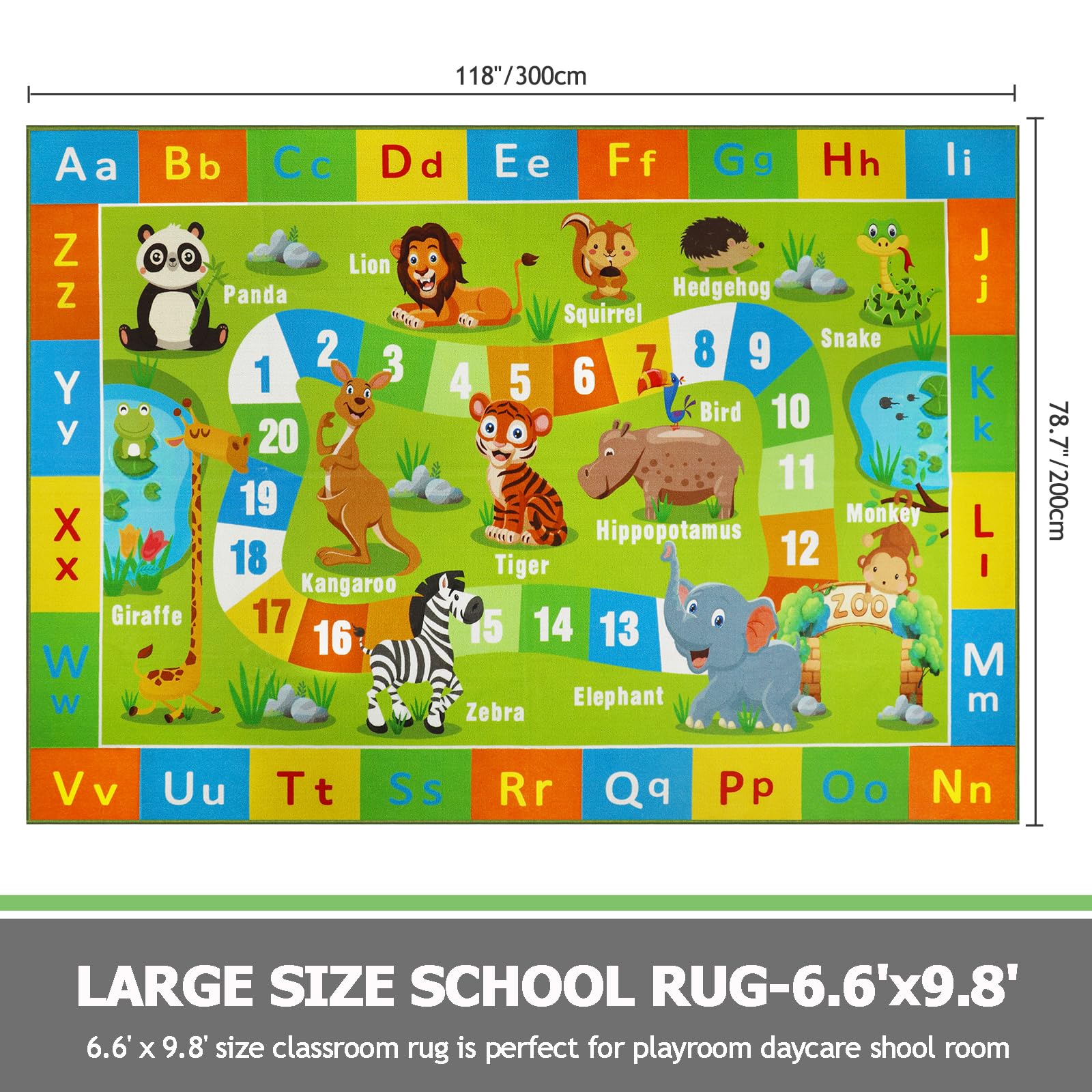 Non-Slip ABC Alphabet & Numbers Educational Play Mat for Kids - 6'6