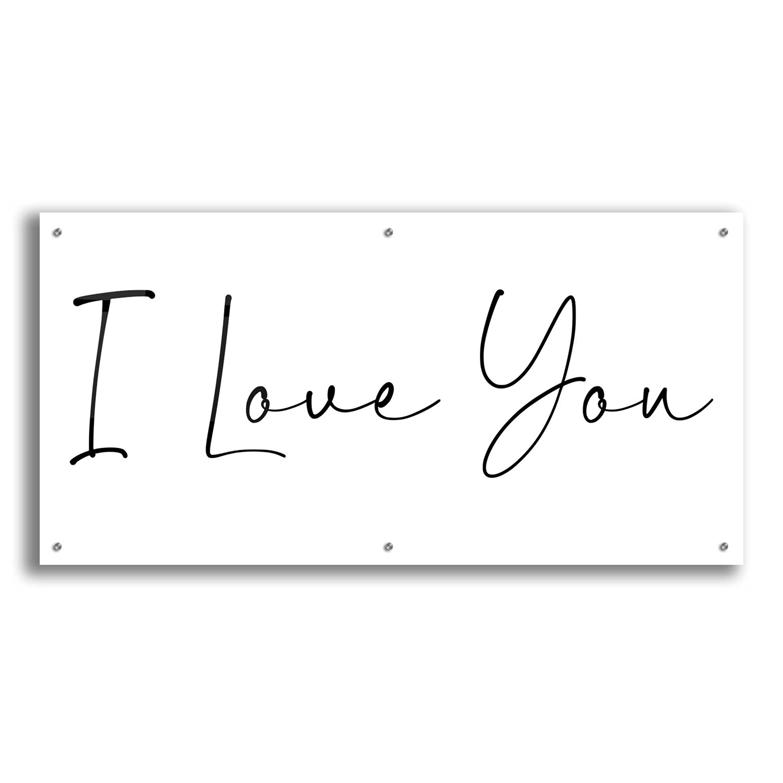 Epic Art 'I Love You' by Epic Portfolio - 48x24 Inch Acrylic Glass Wall Decor for Living Room, Bedroom & Office - Modern Love Themed Home Decor Gift Idea