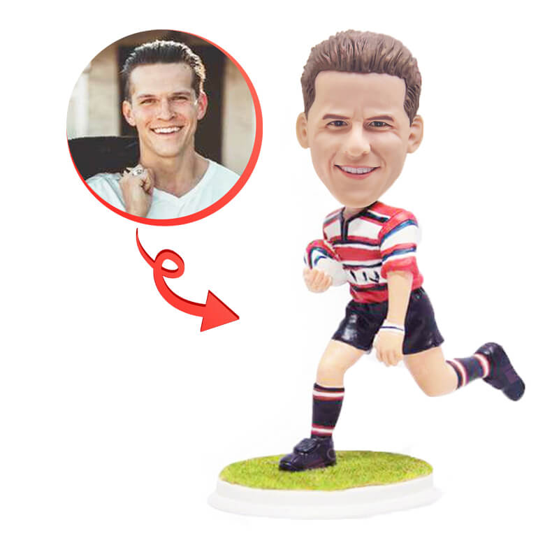 Custom Rugby Player Bobblehead - Personalized Sports Fan Gift - Perfect for Game Day Decor, Office Desk Display & Rugby Enthusiast Collections