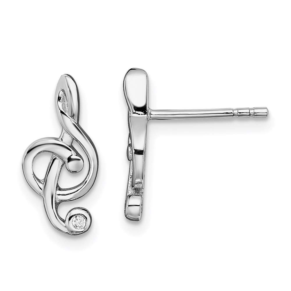925 Sterling Silver Cubic Zirconia Treble Clef Post Earrings - Elegant Fine Jewelry for Women | Perfect Gift for Her | Ideal for Music Lovers, Concerts & Special Occasions