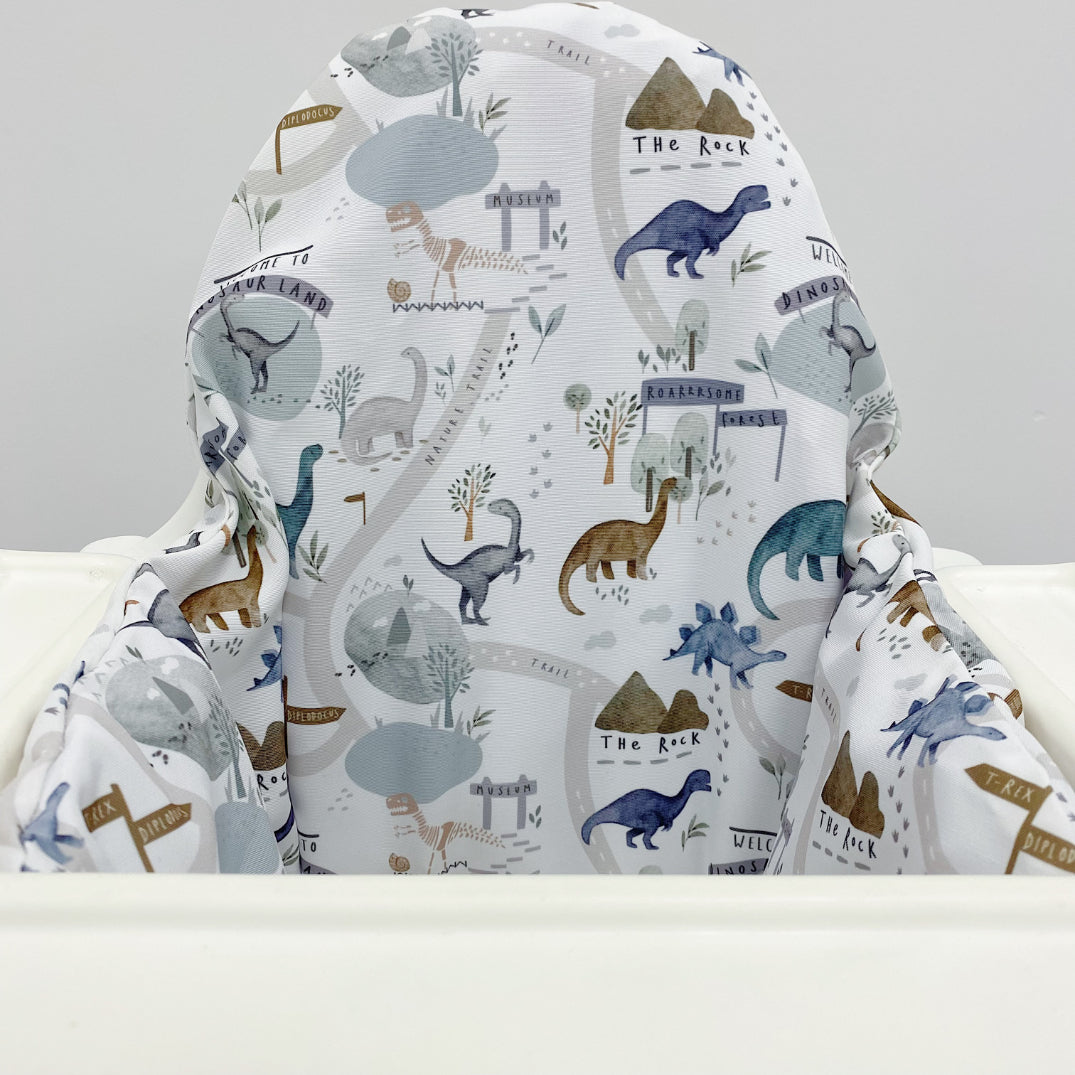 IKEA High Chair Cover - Dino Land Print Waterproof & Washable - Perfect for Baby Feeding, Dining, and Home Use