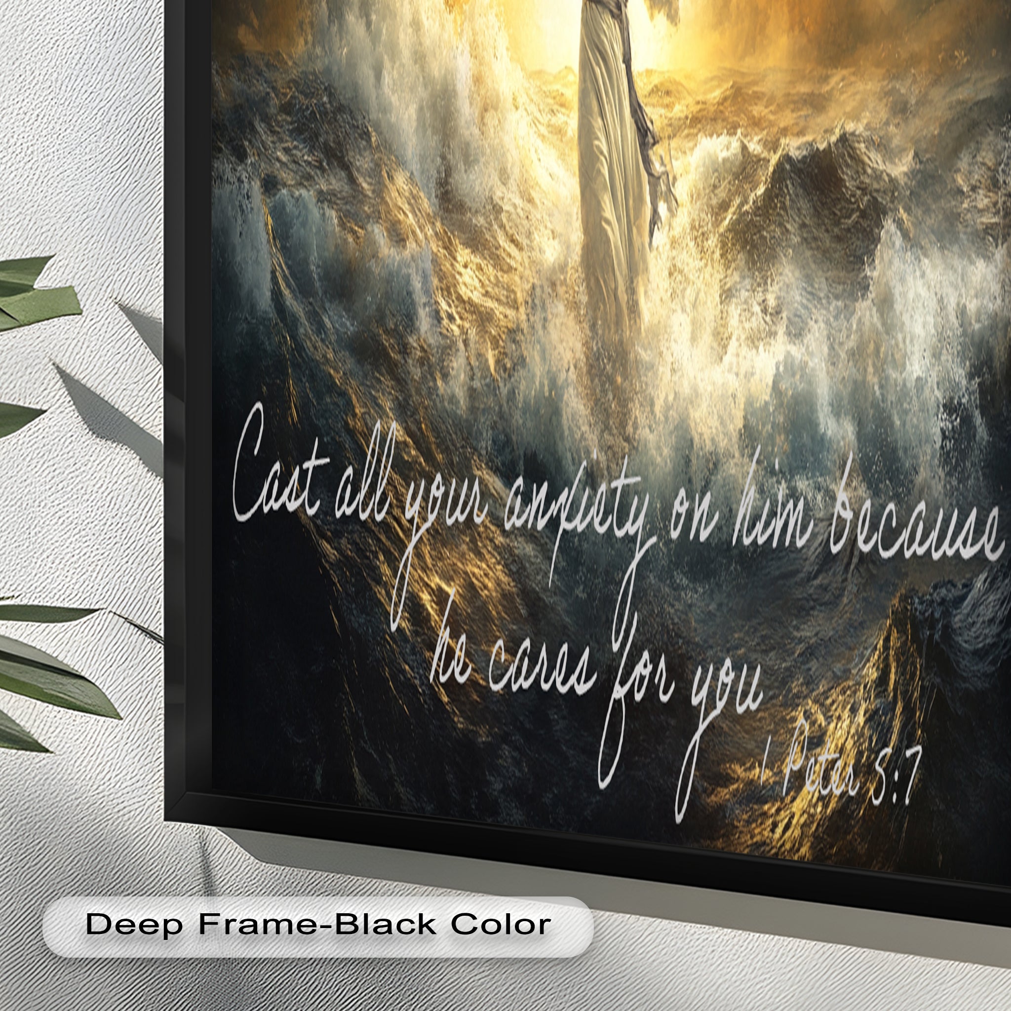 1 Peter 5:7 Trust in God Bible Verse Oil Painting - Christian Wall Art for Home, Church & Office Decor