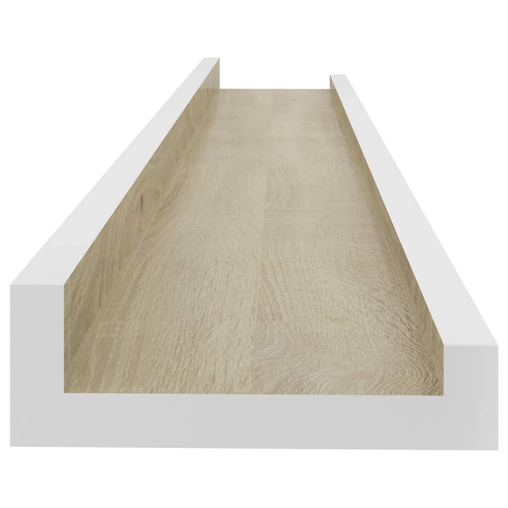 4-Pack Floating Wall Shelves Set - White & Sonoma Oak (23.6