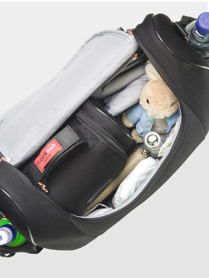 Storksak Poppy Luxe Diaper Bag - Premium Black Scuba Changing Tote for Moms | Perfect for Travel, Daycare & On-the-Go Parenting