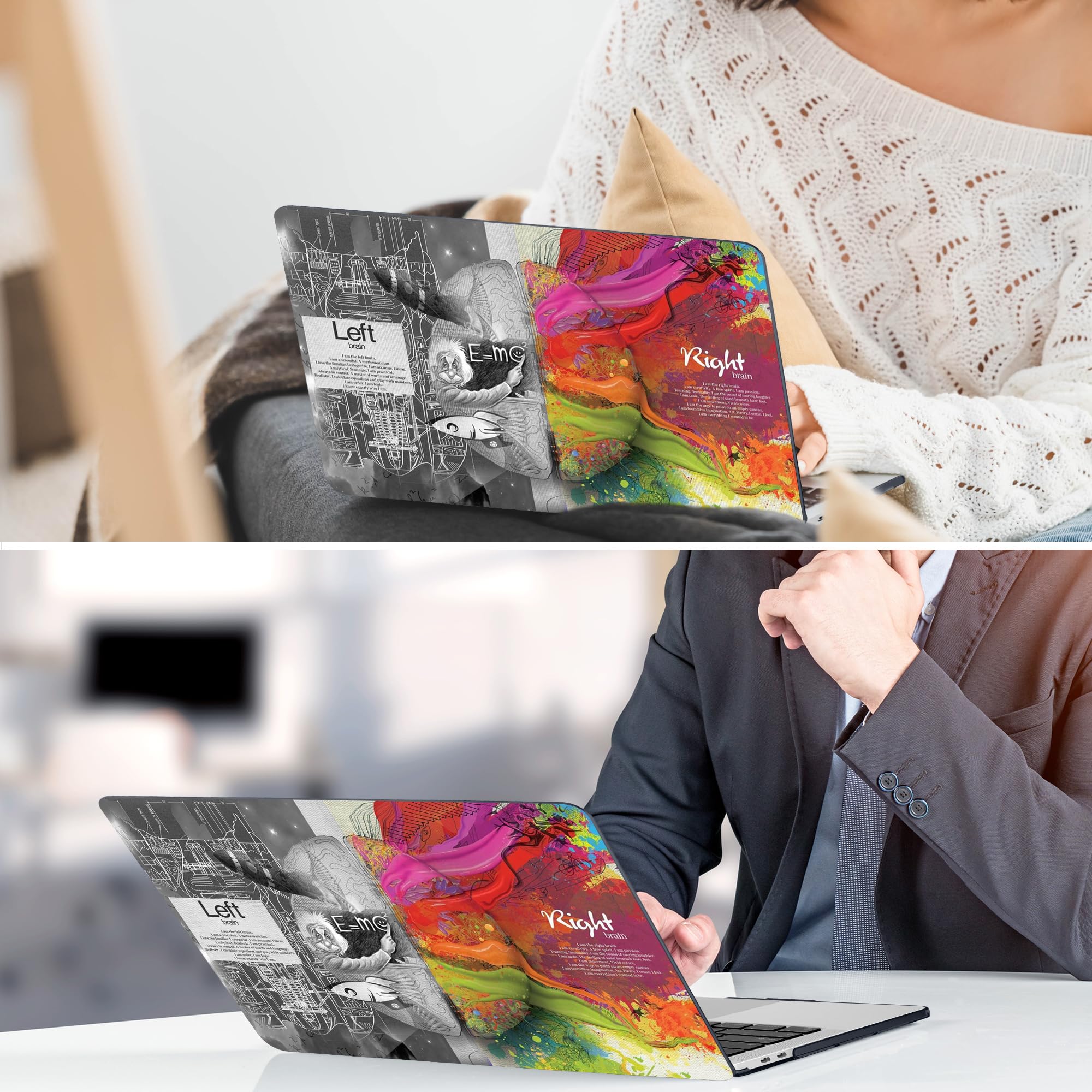 TwoL Hard Plastic Protective Case for MacBook Pro 13 inch (2020-2022 Models A2338 M2/M1 A2289 A2251) with Keyboard Cover & Screen Protector - Creative Brain Design | Perfect for Work, Travel & School Use
