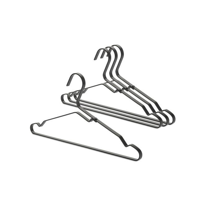 Brabantia 4-Pack Black Aluminum Clothes Hangers - Durable Space-Saving Hangers for Closet Organization & Travel Packing