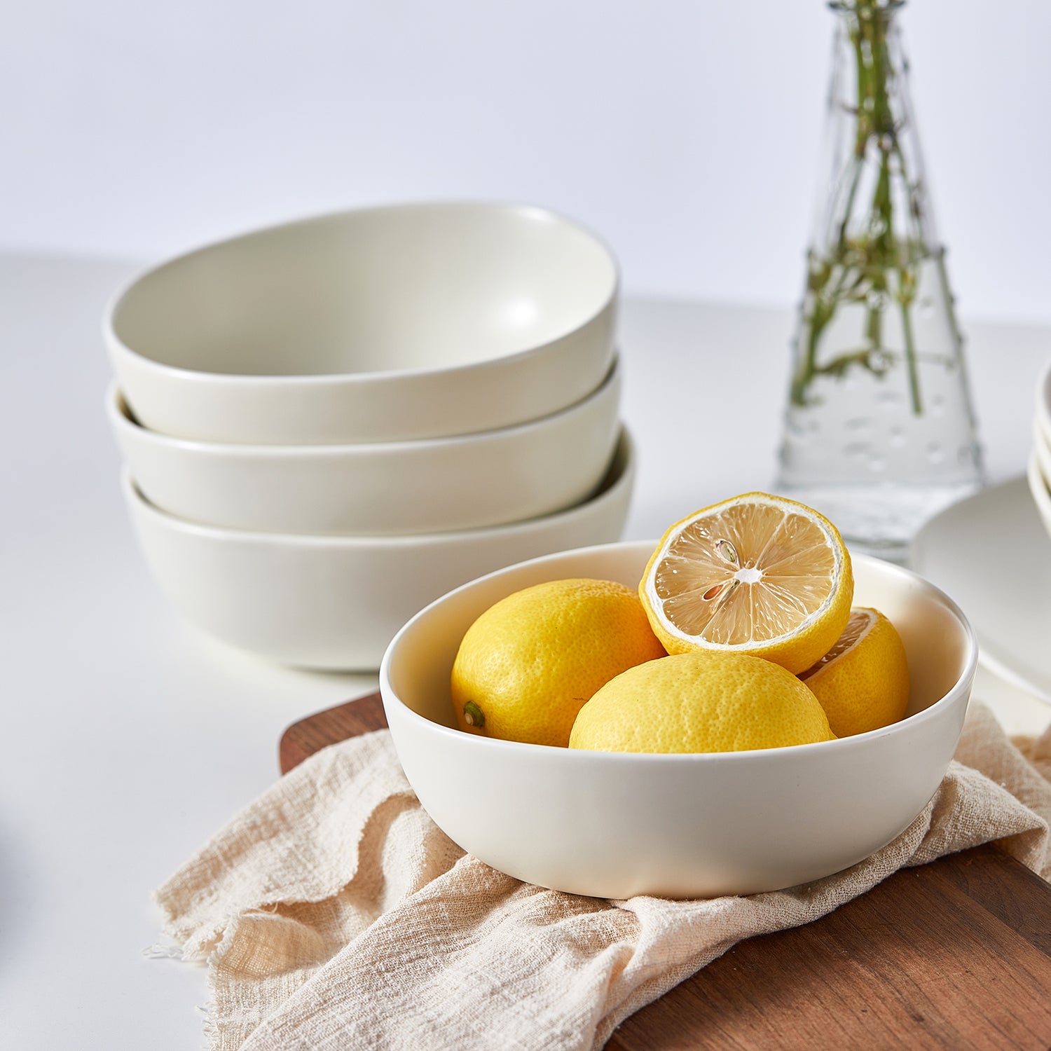 Delilah Porcelain Bowl Set - 6-Piece Dinnerware Set for Soup, Salad & Dessert | Elegant & Durable for Everyday Use & Entertaining