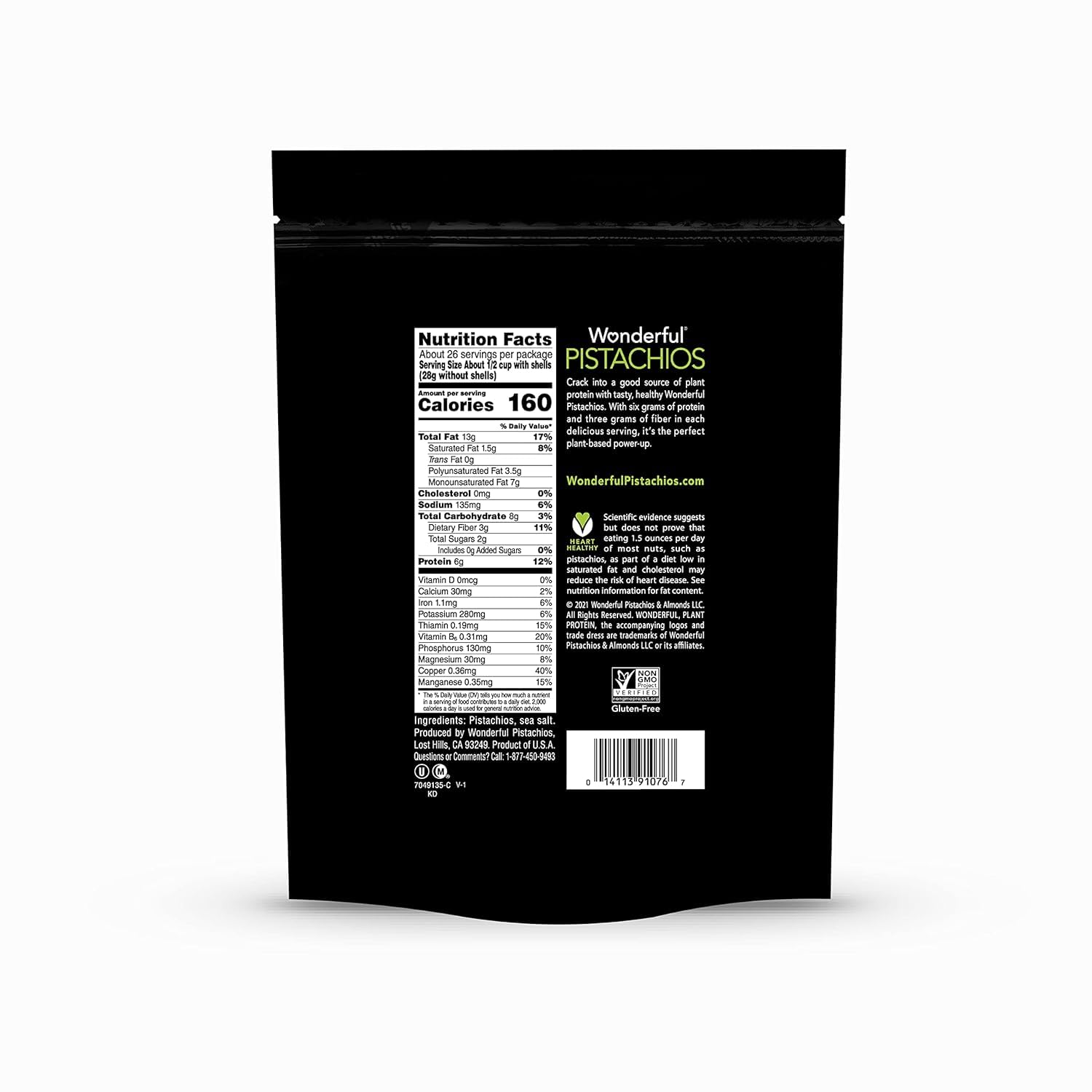 Wonderful Pistachios In Shell - Roasted & Salted Nuts, 48oz Resealable Bag | High Protein Snack, Bulk Healthy Nuts for Adults | Perfect for Office Snacking, Parties & On-the-Go Nutrition