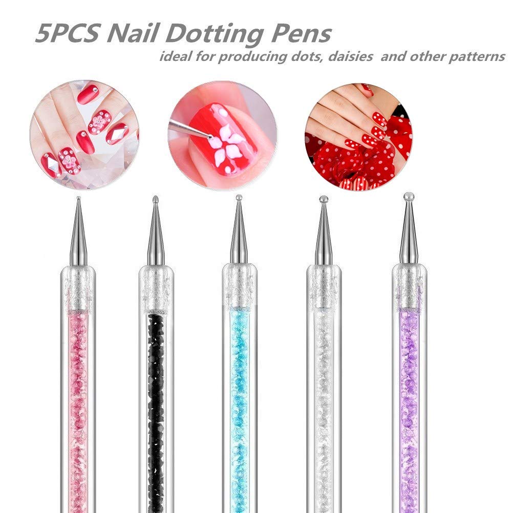 5 Pcs Dual-Ended Nail Art Brushes Set - Professional Liner & Dotting Tools for Nail Design, Perfect for DIY Manicures & Salon Nail Art (Home Use, Salon, Gift)
