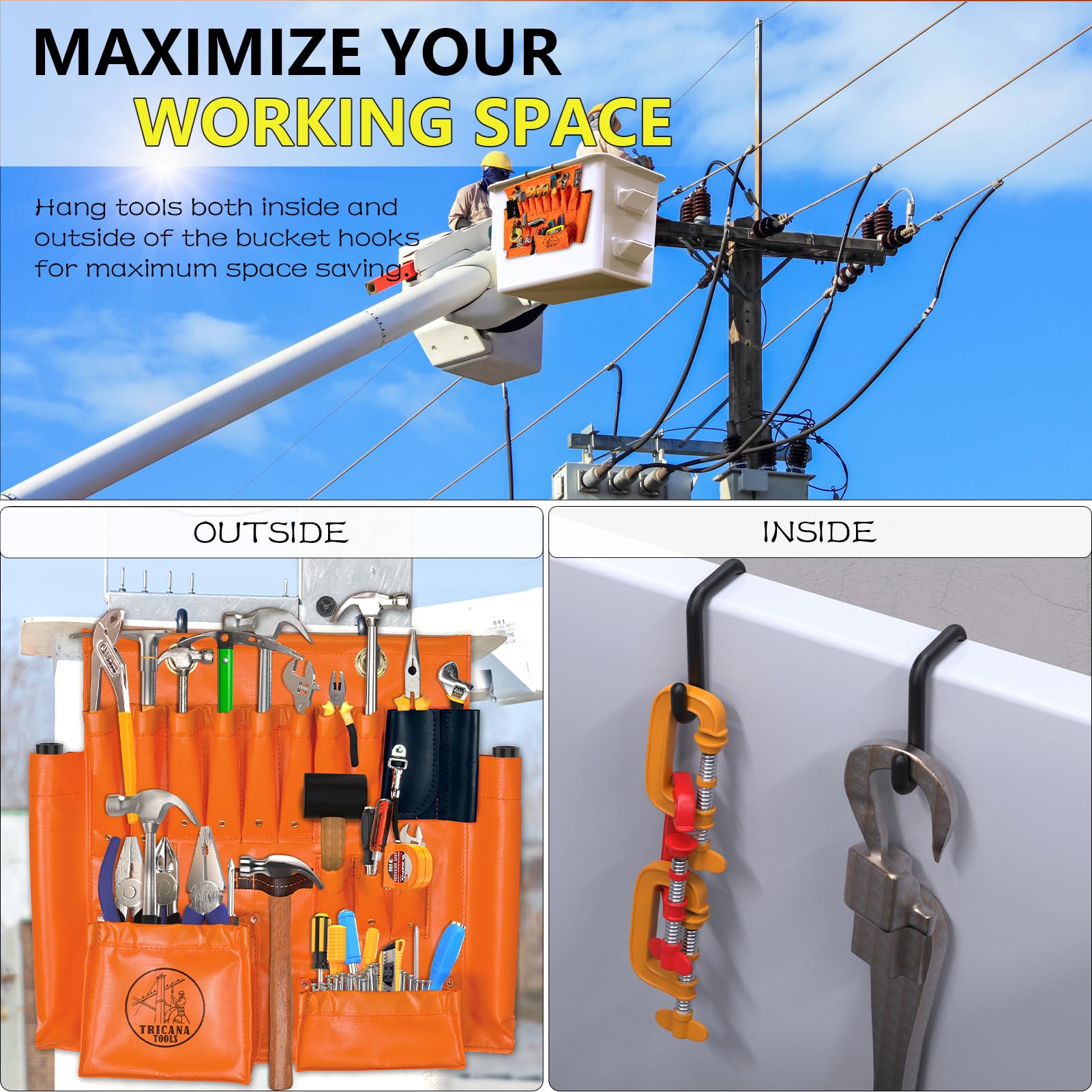 Lineman Tool Board - Heavy Duty Aerial Apron with Magnet & Plastic Bucket Truck Organizer - 16+ Pockets & Bucket Hooks - Vinyl Material - Perfect for Utility Workers, Electricians & Line Technicians (Ideal for Climbing, Repairs & Equipment Organization)