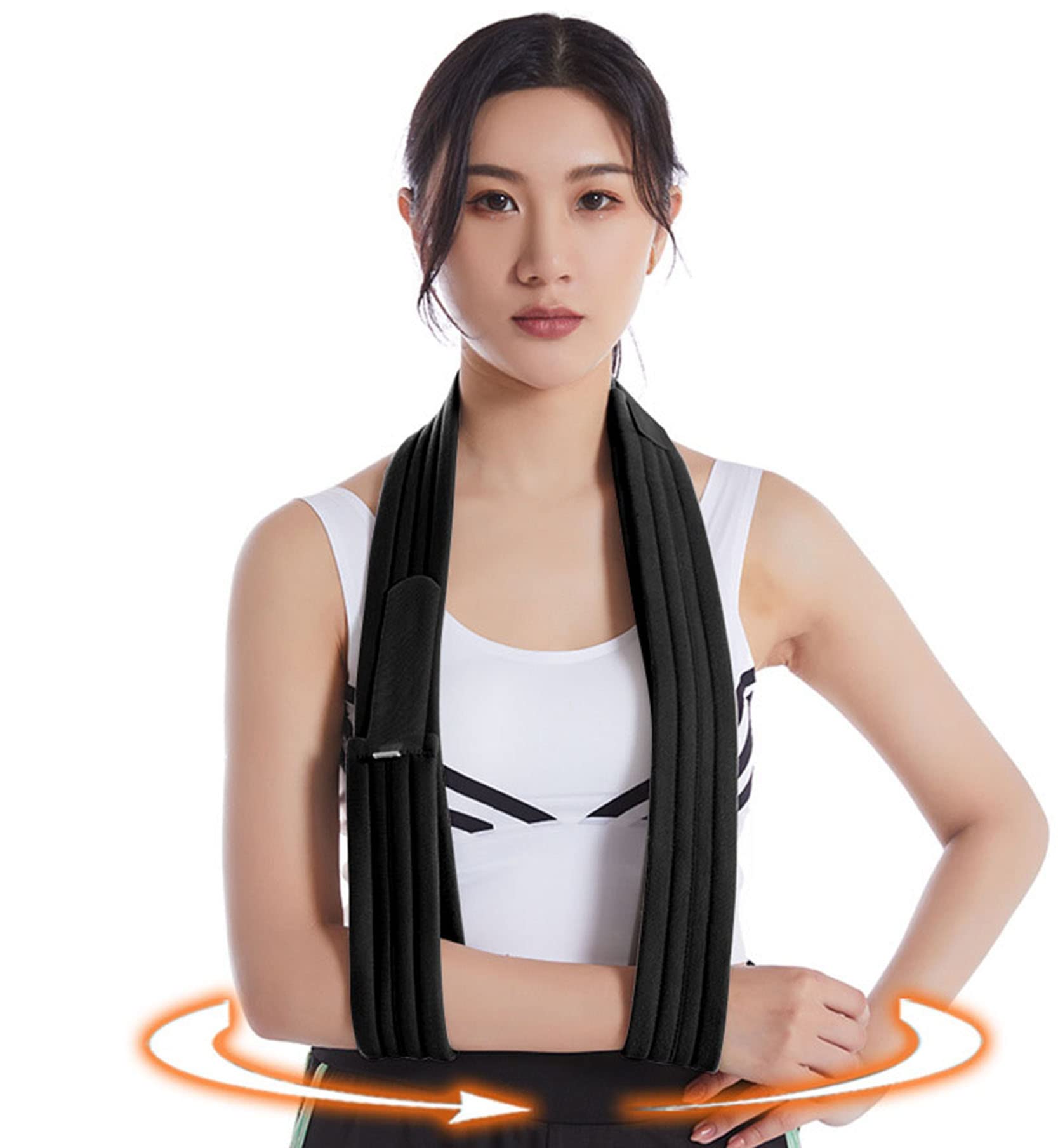 71inch/180cm Adjustable Shoulder Immobilizer Arm Sling - Lightweight & Comfortable Medical Support for Rotator Cuff Tears, Arm Wrist Hand Elbow Injuries, Broken & Fractured Bones (Black) - Ideal for Post-Surgery Recovery, Sports Injuries & Daily Mobility Support