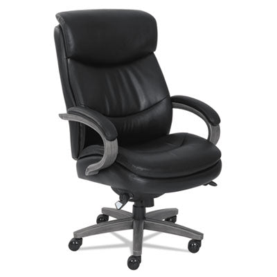Big & Tall Executive Office Chair with Padded Armrests - ComfortCore Plus Memory Foam Seat - 400 lbs Weight Capacity - Black Leather & Weathered Gray Base - Perfect for Home Office & Conference Rooms