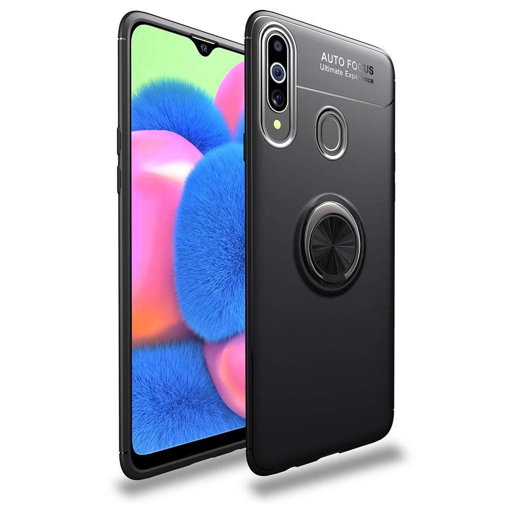 Samsung Galaxy A20S Case with Ring Stand - Shockproof Protective TPU Cover with 360° Magnetic Car Mount Holder - Ultra Thin Slim Design - Perfect for Driving, Watching Videos & Hands-Free Use (Black)