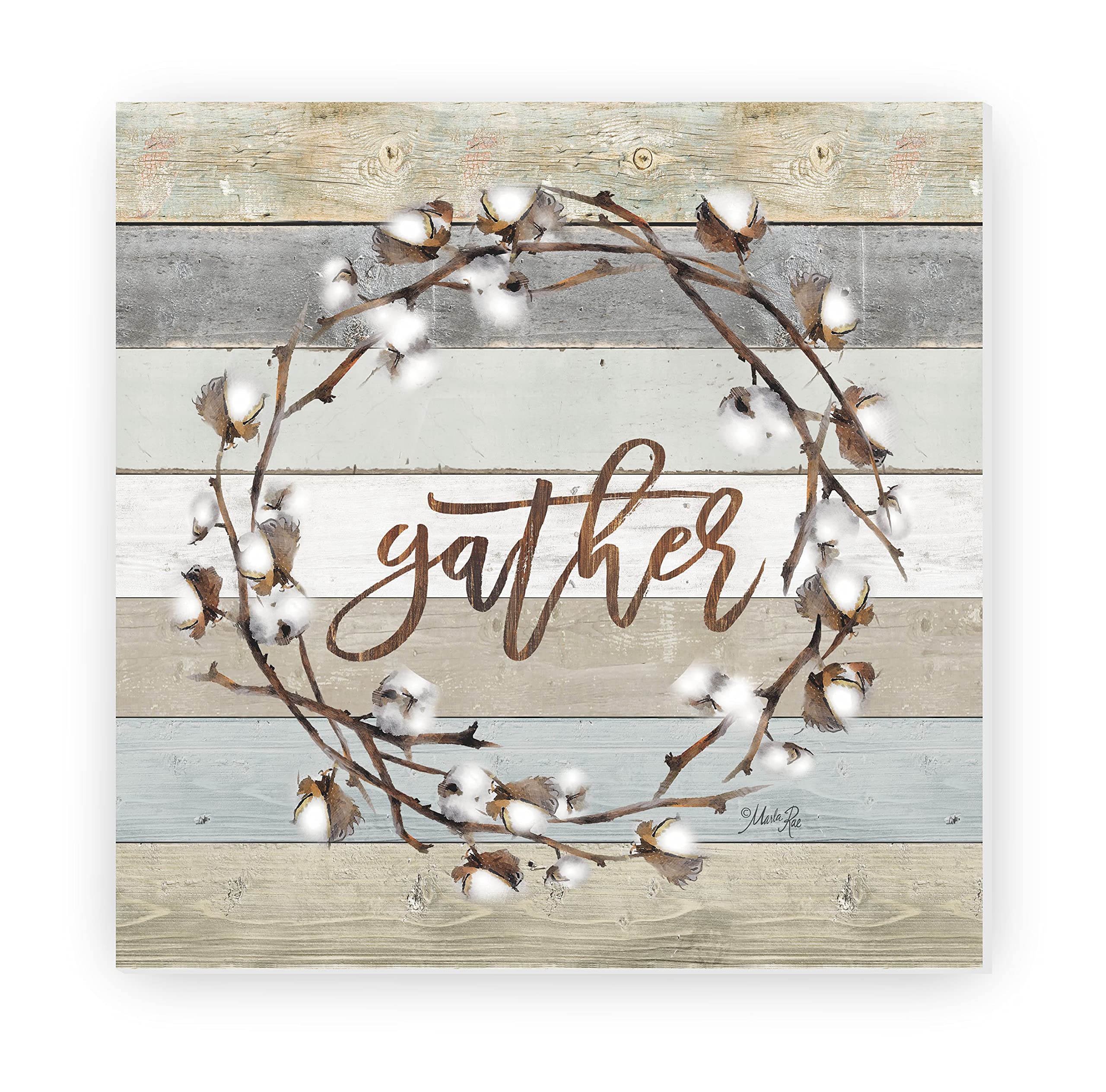 Rustic Cotton Plant Wreath Wall Decor - 12x12 Wooden Farmhouse Sign for Home, Living Room & Wedding Decor