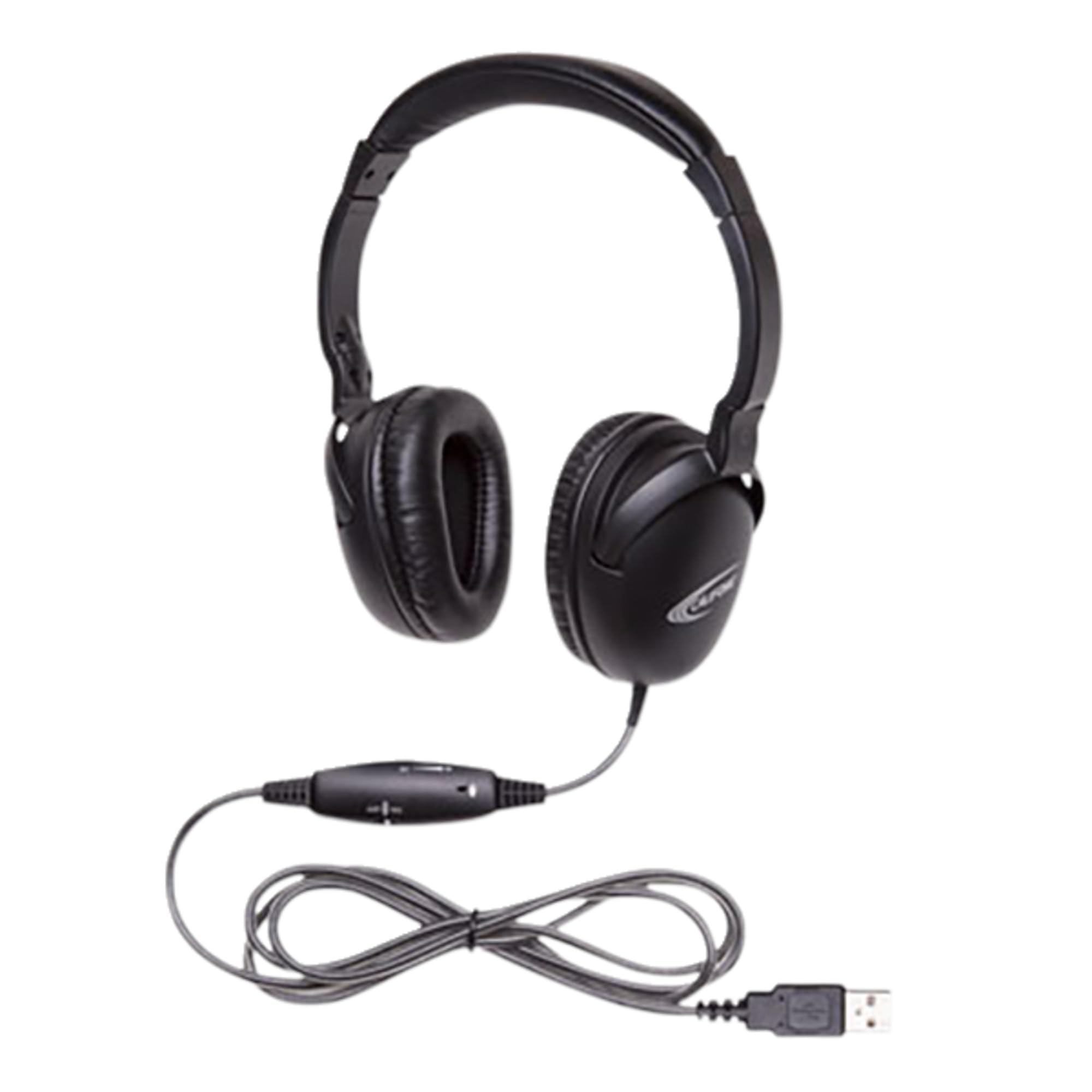 Califone NeoTech Plus 10171MUSB Premium Over-Ear Stereo Headphones with Inline Microphone - USB Plug, Black | Perfect for Online Classes, Call Centers & Remote Work