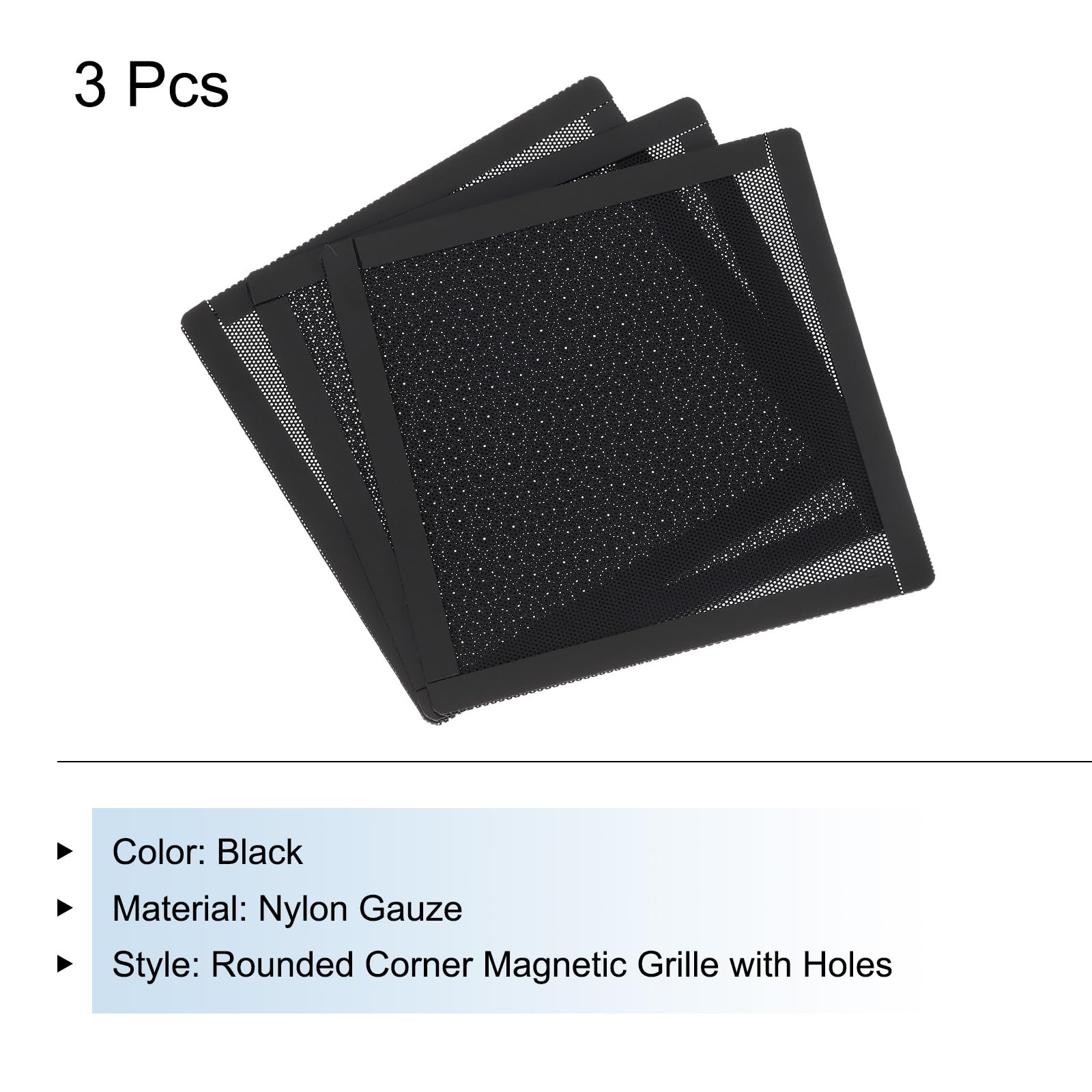 MECCANIXITY 3PCS 150x150mm Magnetic PC Dust Filter - Black PVC Computer Case Cooler Dustproof Mesh Cover for PC Chassis, Speakers & Gaming Rigs | Perfect for Dust Protection & Improved Airflow in Home/Office Setups