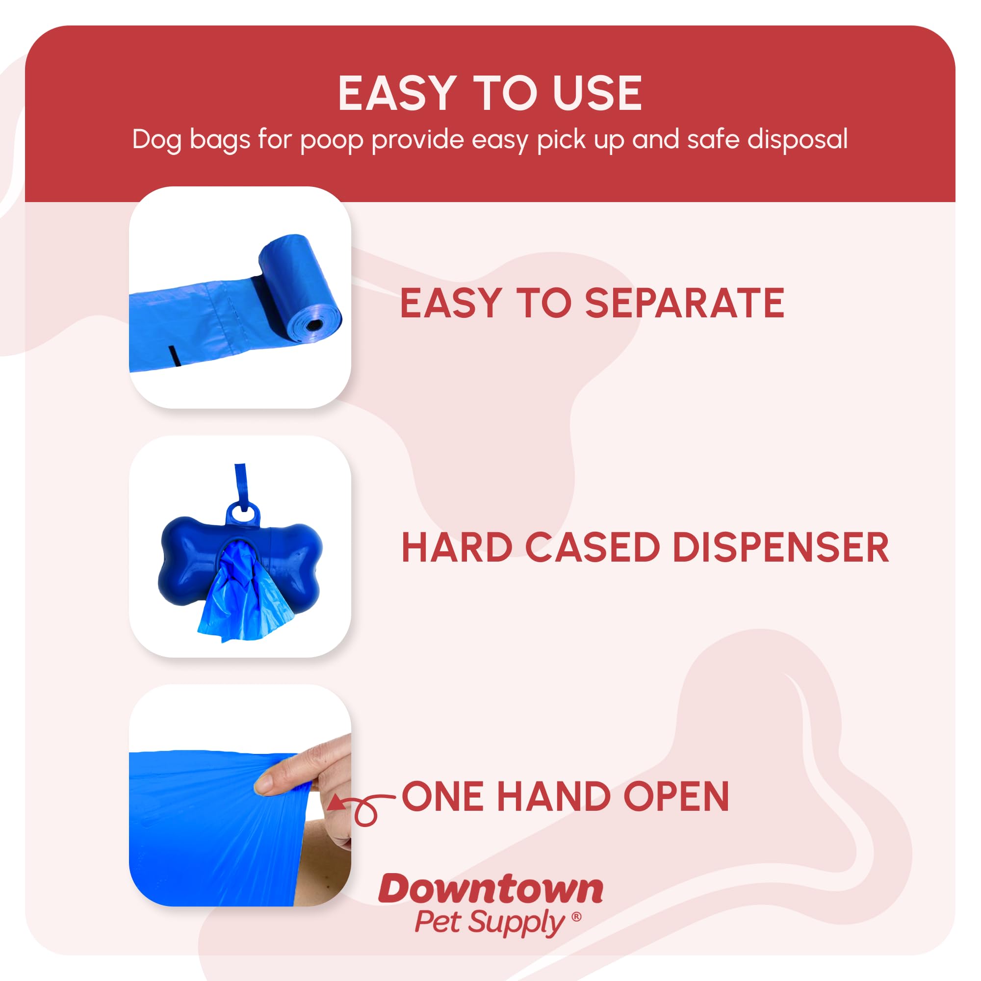 Downtown Pet Supply Dog Waste Bags - 1000 Count Rainbow Poop Bags with 2 Leash Dispensers | Leak-Proof, Unscented Dog Poop Bags for Easy Cleanup During Walks, Hikes & Park Visits
