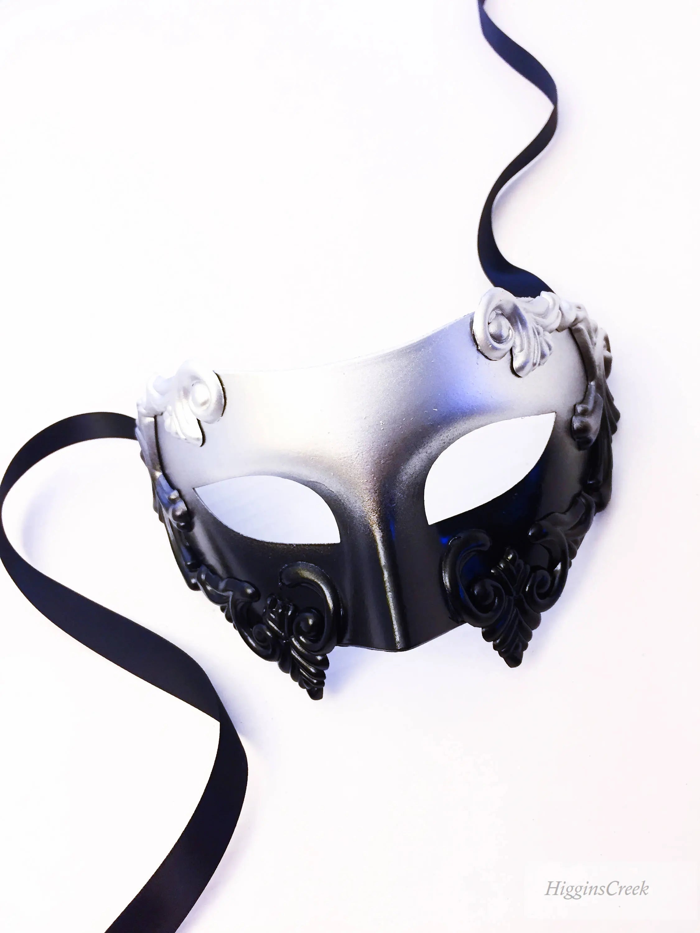 Ancient Roman Mask - Black & Silver Medieval Costume Accessory for Halloween, Cosplay, and Historical Reenactments