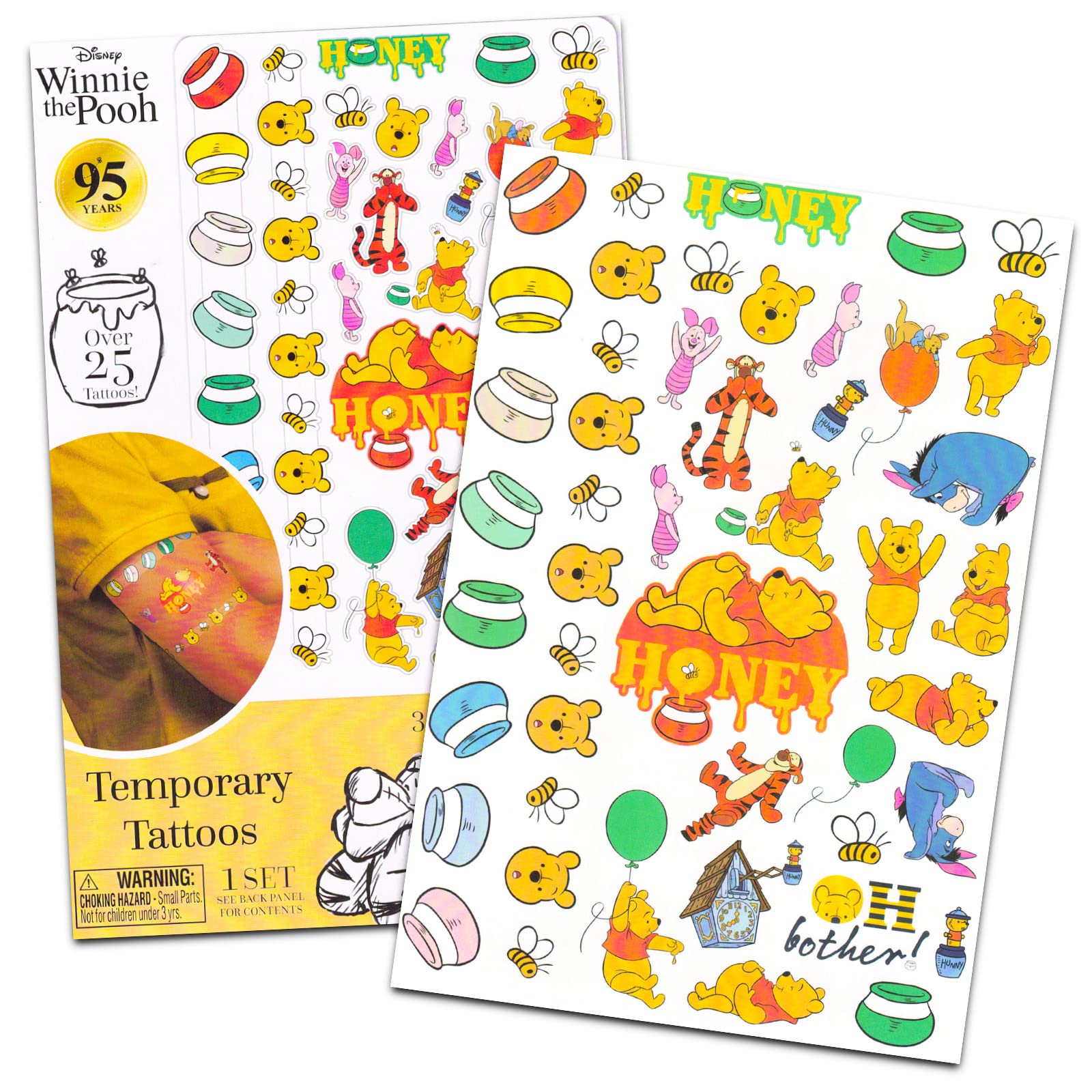 Disney Winnie the Pooh Temporary Tattoos for Kids - 100+ Cute Cartoon Tattoo Stickers for Birthday Party Favors, Baby Showers & Costume Events | Perfect for Kids Dress Up, Themed Parties & Fun Activities