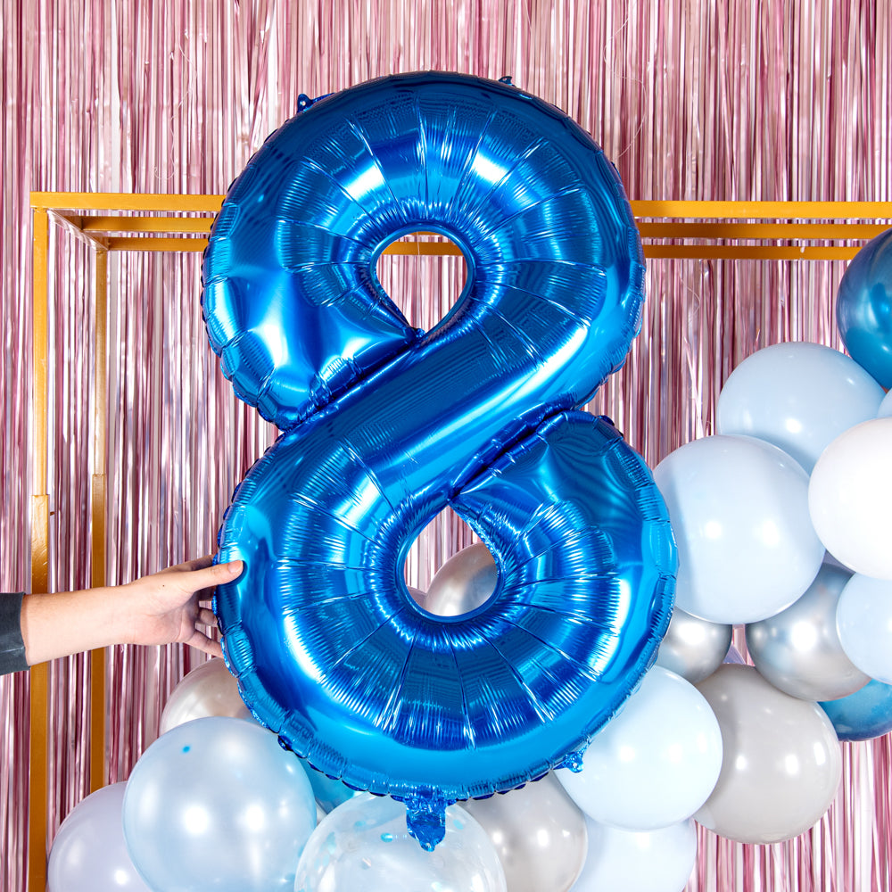 Balloonify Blue Mylar Number 8 Balloon - 40 Inch Large Foil Balloon for Birthday Party Decorations, Baby Showers & Anniversary Celebrations (1 Count Box)