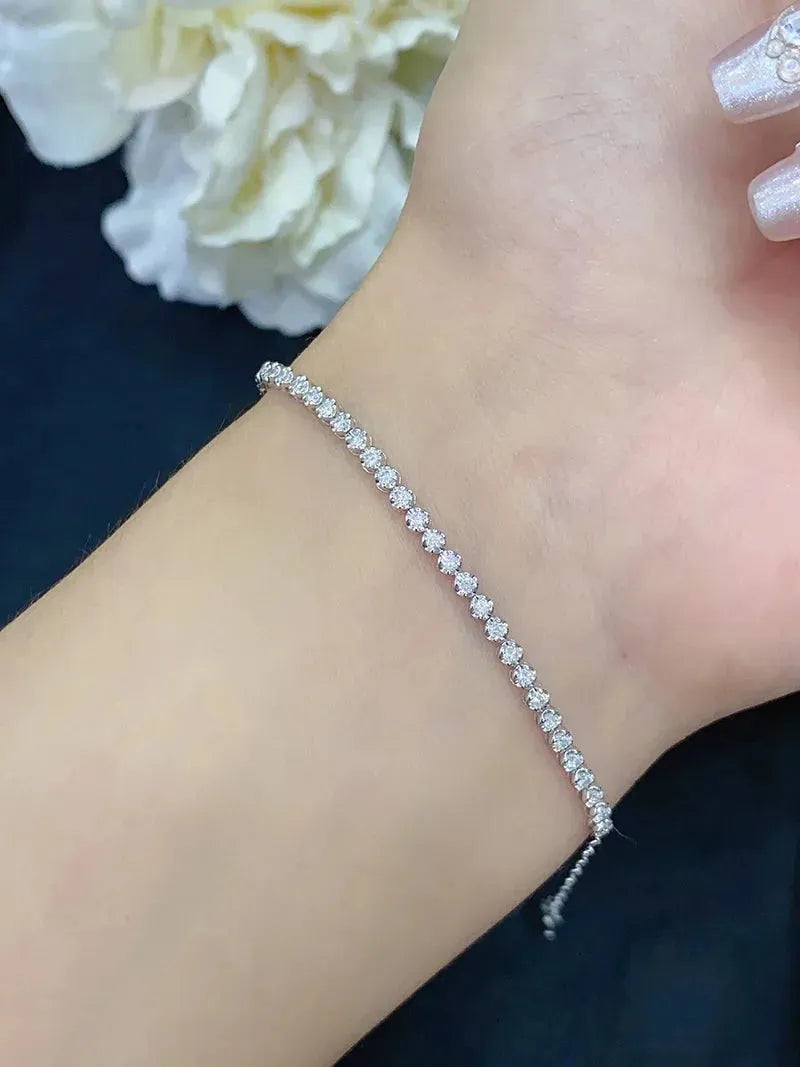 18K White Gold or Rose Gold Diamond Bracelet for Women - 0.46 Carat Natural Diamonds, Luxury Shiny Jewelry Gift for Anniversary, Birthday & Special Occasions