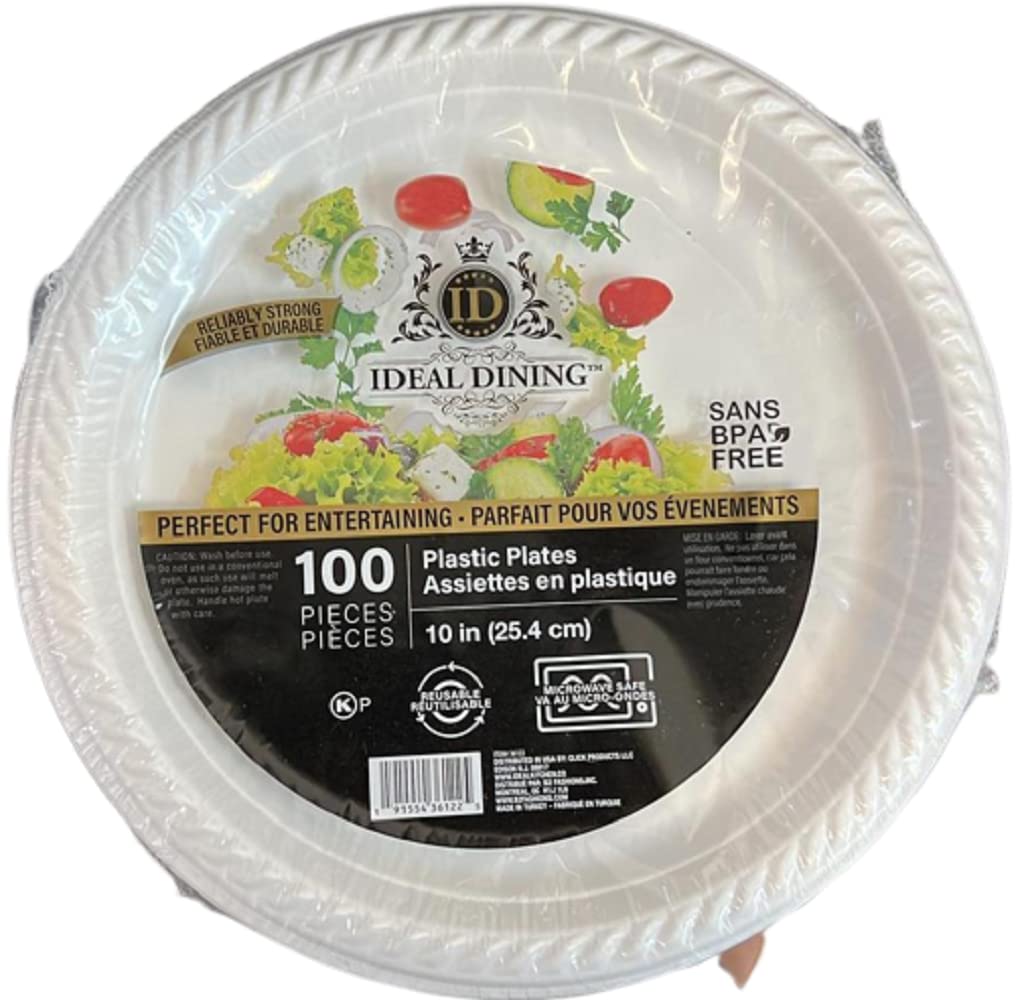 Nicole Fantani 10-Inch Disposable White Plastic Plates - Microwave Safe, Bulk Pack of 1000 - Perfect for Restaurants, Hotels, Delis & Elegant Parties | Ideal for Catering, BBQs, Weddings & Family Gatherings