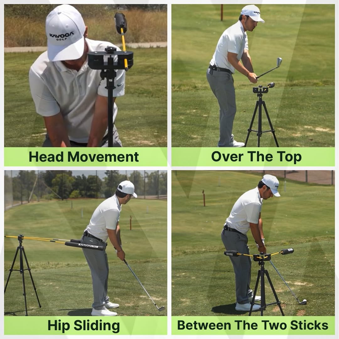 Premium Golf Swing Trainer Kit - 360° Alignment Sticks with Tripod & Smartphone Holder | Professional Golf Training Aid for Perfecting Swing Technique | Ideal for Driving Range Practice & Home Training