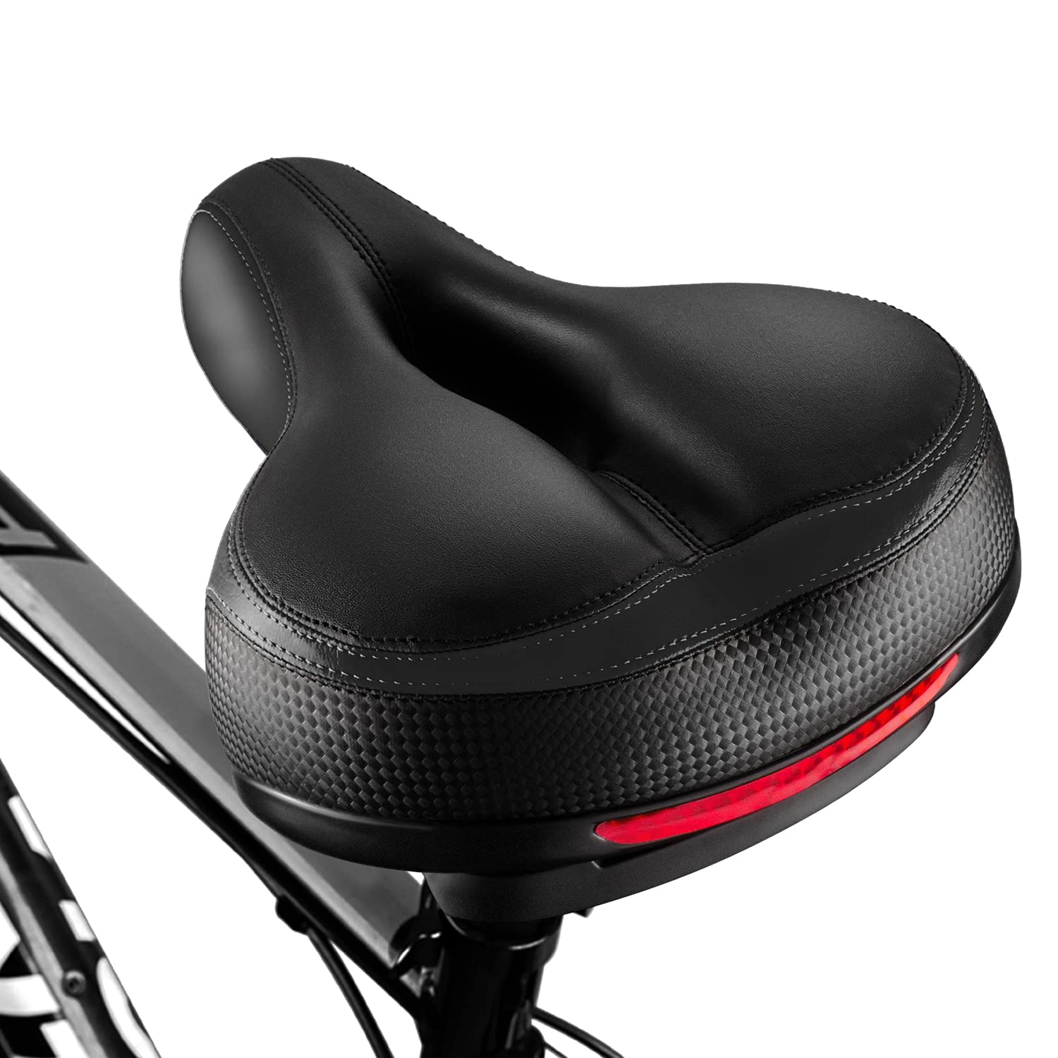 BLUEWIND Most Comfortable Bike Seat - Wide Memory Foam & Gel Cushion with Dual Shock Absorbing Ball, Bicycle Seat Replacement Includes Mounting Wrench - Perfect for Road Bikes, Mountain Bikes & Long Distance Cycling