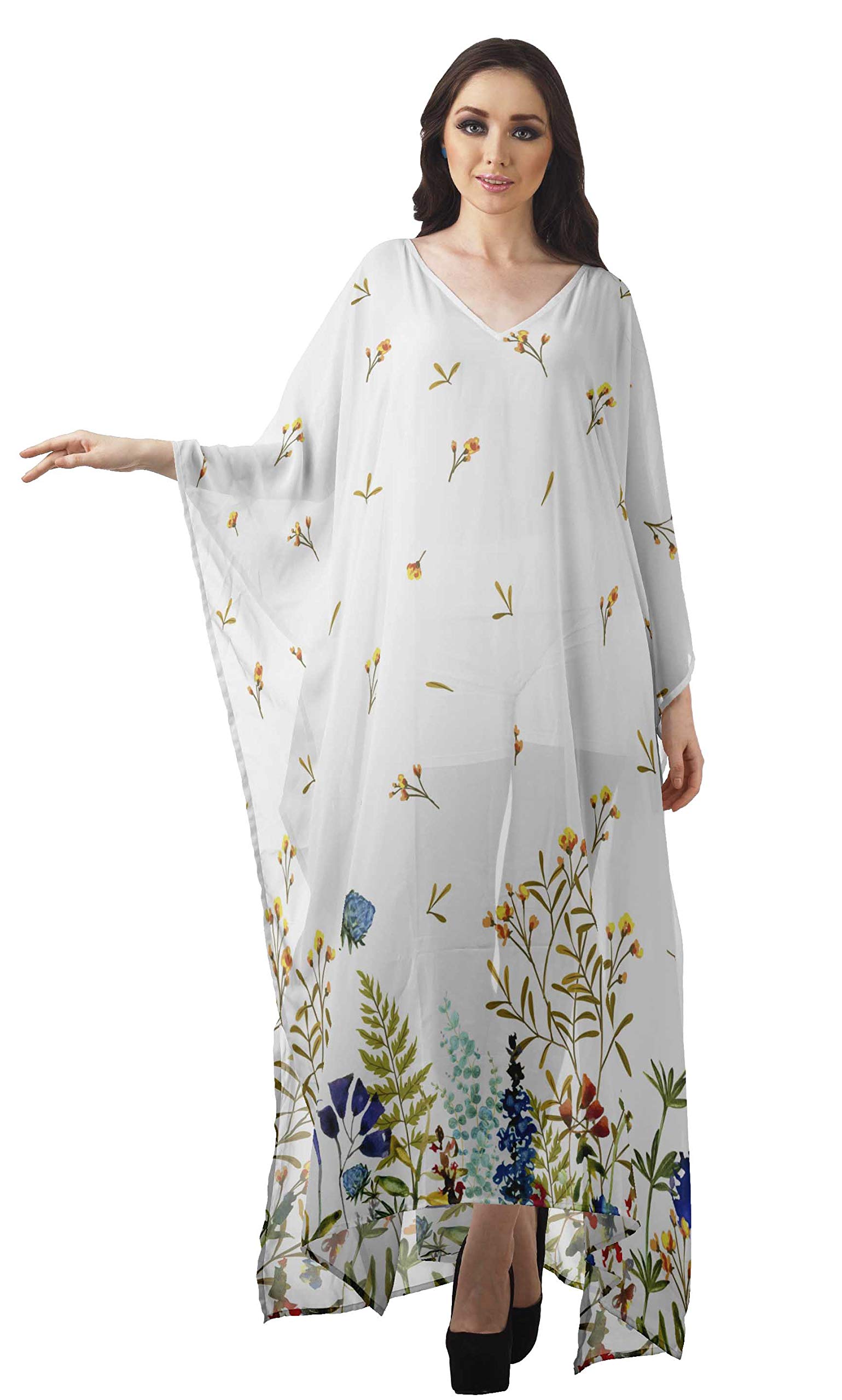 Moomaya Women's Sheer Turkish Kaftan Cover Up - Beach Long Dress Swimsuit Coverup for Pool, Vacation & Summer Outfits