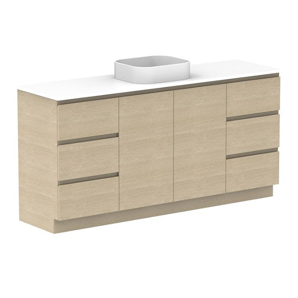 ADP Glacier Pro Hamper Trio Vanity with Solid Surface Top - Stylish Bathroom Storage Organizer for Towels, Toiletries & Laundry - Perfect for Master Bath, Guest Room or Spa Retreat
