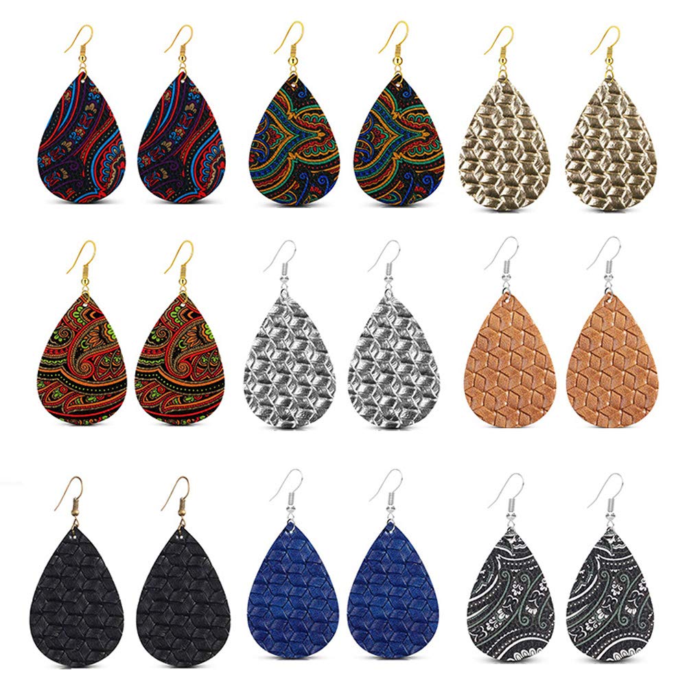 Stylish Lightweight Faux Leather Teardrop Earrings for Women - Handmade Leaf Design Fashion Jewelry (ER006191) | Perfect for Casual Wear, Office, and Special Occasions