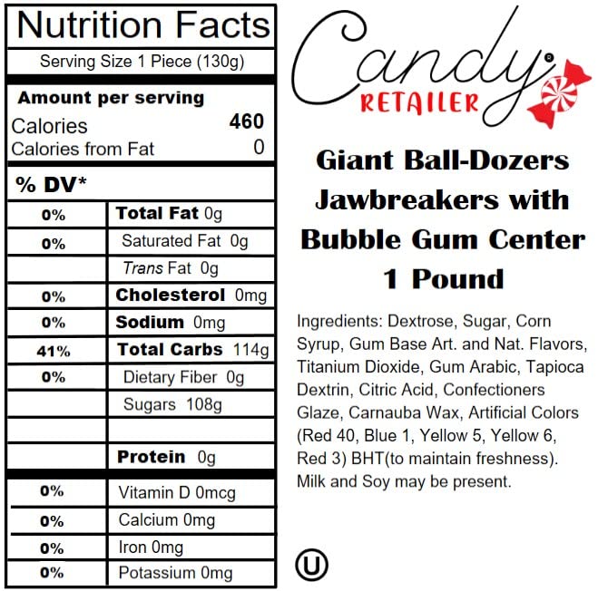 Giant Jawbreakers with Bubble Gum Center - 1lb Candy for Parties & Gifts
