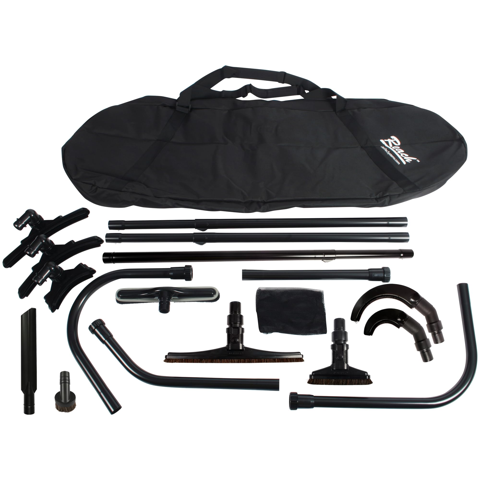 Cen-Tec Systems 93125B High Reach Vacuum Attachment Kit - 24 Ft Extension Hose with Carry Bag, Black - Perfect for Cleaning Gutters, Ceiling Fans & Hard-to-Reach Areas