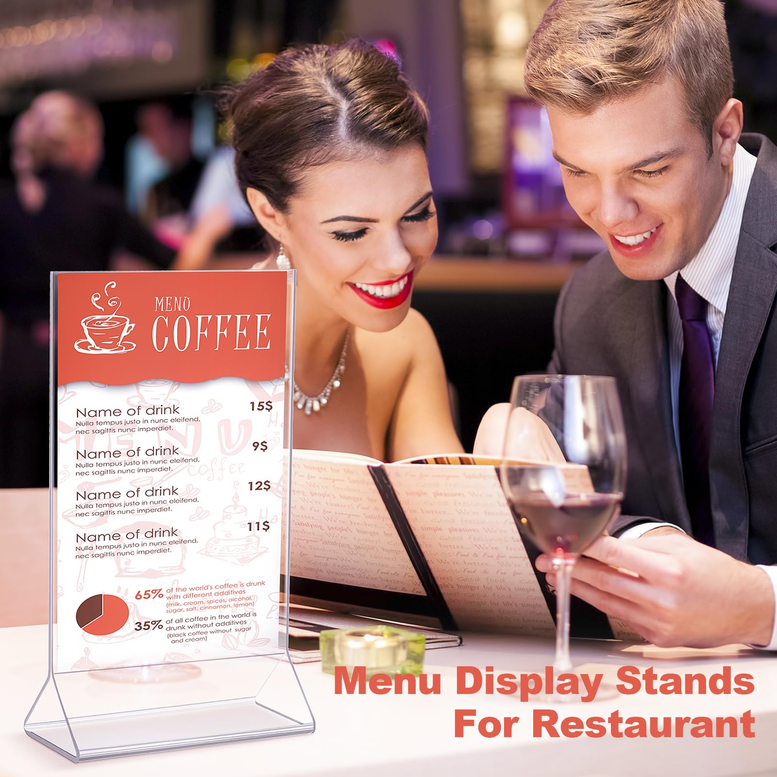 40 Pcs Clear Acrylic Display Stands - 5x7 Inch Double Sided Vertical Sign Holders for Wedding, Menu, Tabletop Displays - Bulk Acrylic Stands for Events, Restaurants & Retail Stores
