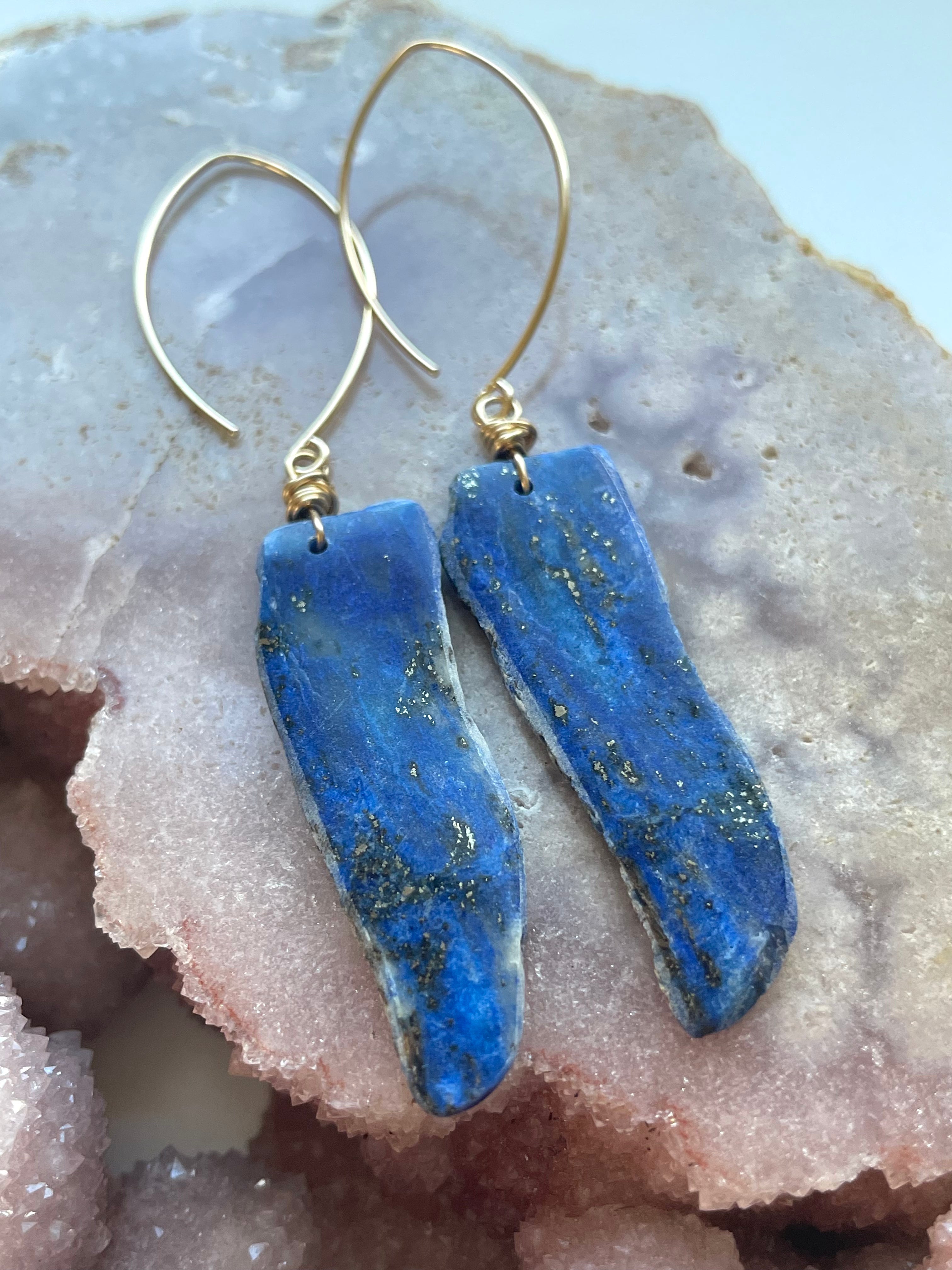 Lapis Lazuli Statement Earrings - 14K Gold Filled Dangle Earrings for Women | Elegant Jewelry Gift for Birthday, Anniversary & Special Occasions