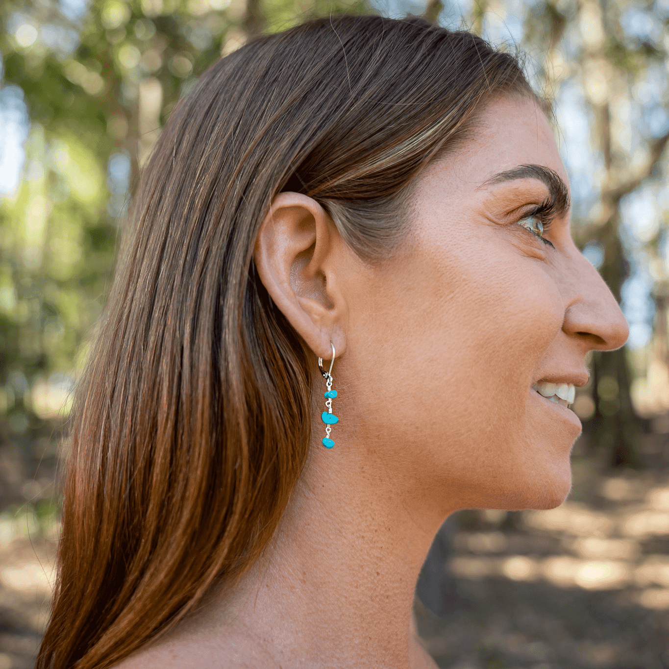 Turquoise Crystal Beaded Chain Dangle Leverback Earrings for Women - Boho Chic Jewelry Gift for Party, Wedding & Everyday Wear