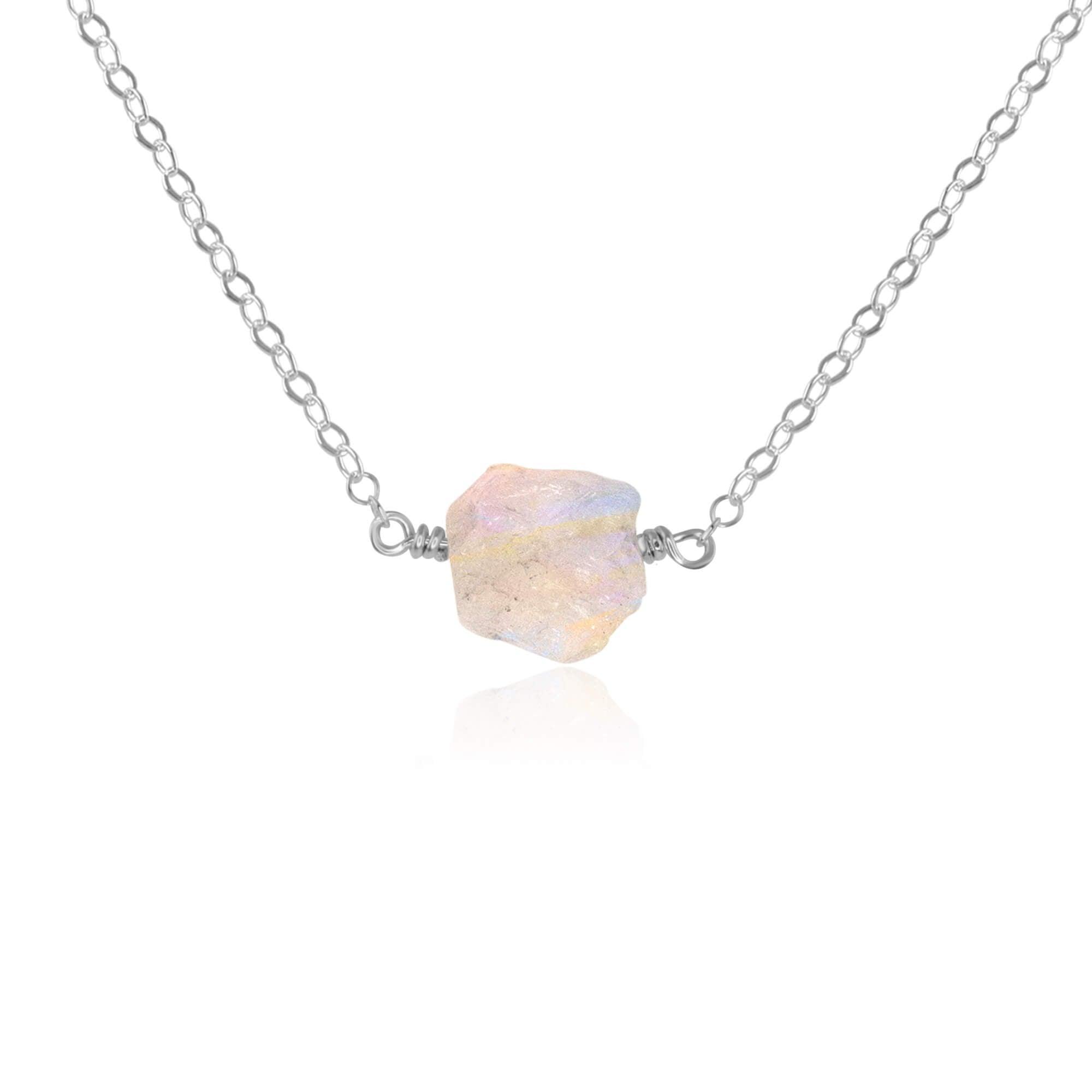 Natural Rainbow Moonstone Crystal Nugget Necklace – Handmade Raw Stone Jewelry for Women – Perfect for Boho Style, Meditation & Spiritual Healing