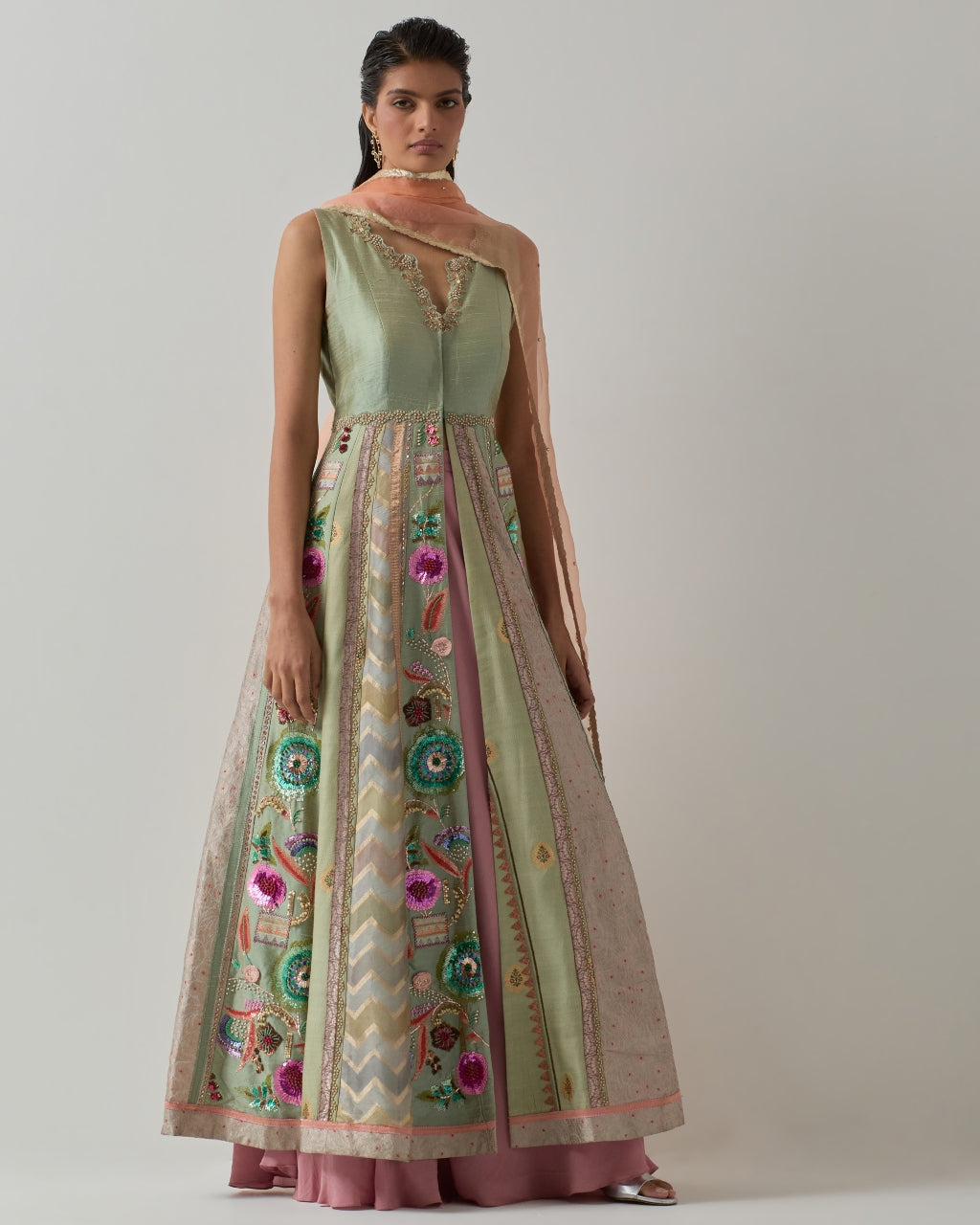 Stylish Aqua Blue Anarkali Jacket Set for Women - Elegant Ethnic Outfit for Parties, Weddings & Festive Occasions