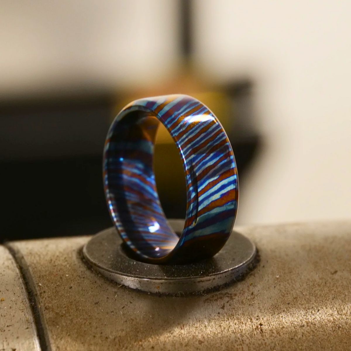 Handcrafted Titan Timascus Titanium Damascus Ring - Unique Metal Pattern, Bold Design for Men & Women - Perfect for Weddings, Engagements & Fashion Accessories