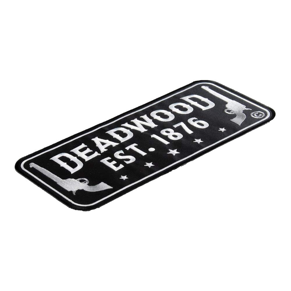 Deadwood South Dakota Black & White Guns Travel Patch - Large Size Iron-On Embroidered Badge for Jackets, Vests & Backpacks | Western Style Souvenir & Biker Accessories