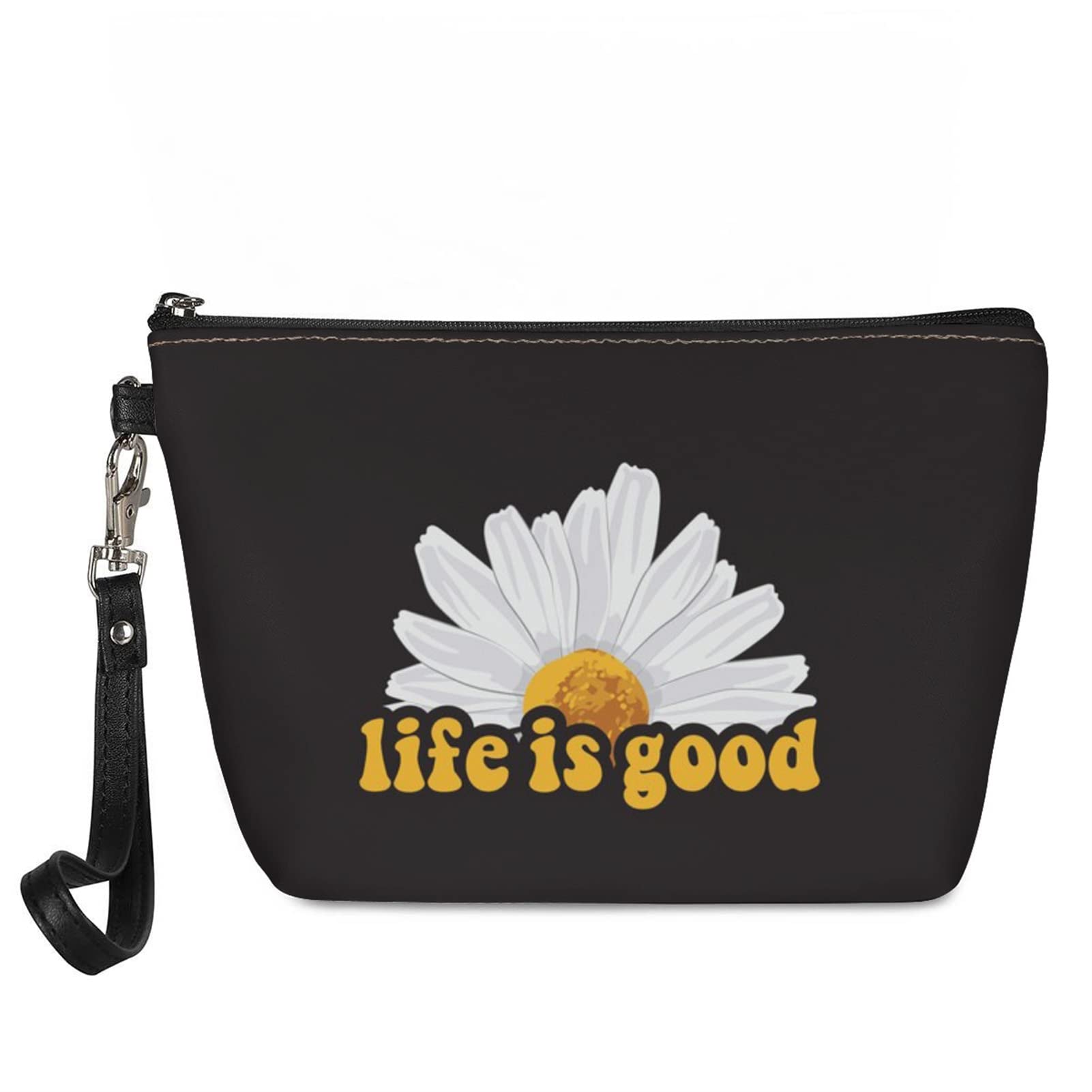 STUOARTE Daisy Print Makeup Bag for Women - Trendy Travel Organizer for Toiletries & Cosmetics