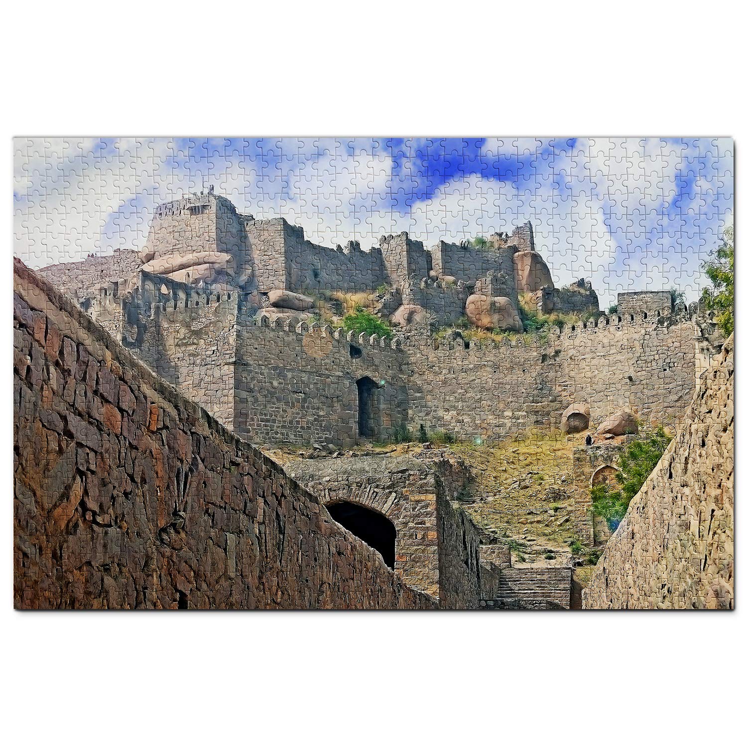1000-Piece India Golconda Fort Hyderabad Jigsaw Puzzle - Wooden Travel Souvenir & Home Decor for Adults, Teens, and Puzzle Enthusiasts - Perfect for Relaxation, Family Game Nights, and Educational Gifts