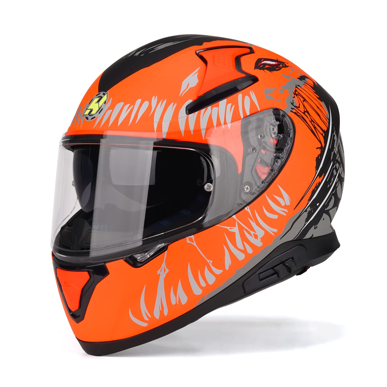 HAX Full Face Motorcycle Helmet DOT Approved - Lightweight Dual Rear Wing Street Bike Helmet for Adults with Pinlock Ready (Impulse Devour Orange, Medium) - Perfect for Urban Commuting, Highway Riding & Motorcycle Enthusiasts