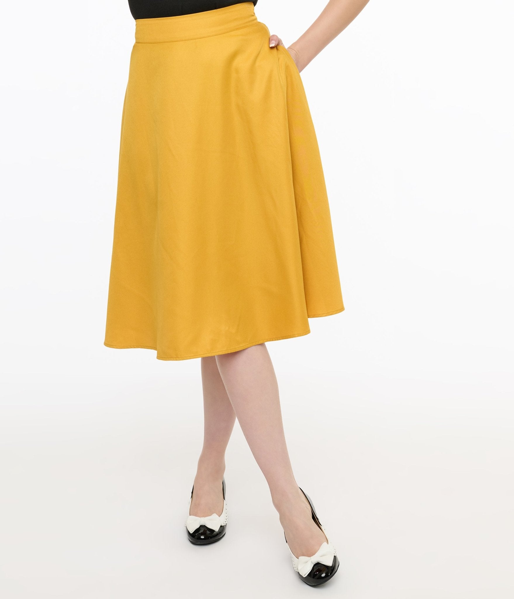 Vintage 1950s Yellow High Waist Swing Skirt - Retro A-Line Flared Skirt for Women - Perfect for Swing Dancing, Cocktail Parties & 1950s Themed Events