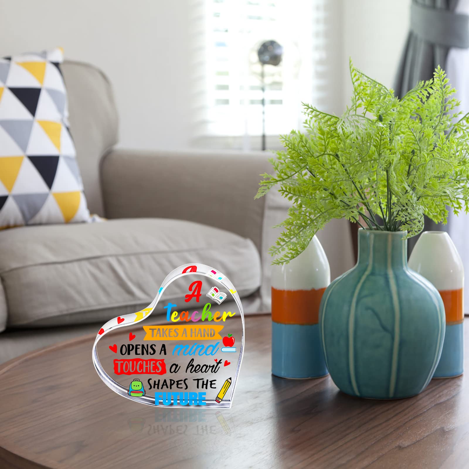 WaaHome Best Teacher Appreciation Gifts for Women - Heart Keepsake & Paperweight - Perfect for Graduation, End of Year, Thank You from Students - Ideal for Classroom, Office Desk & Special Occasions